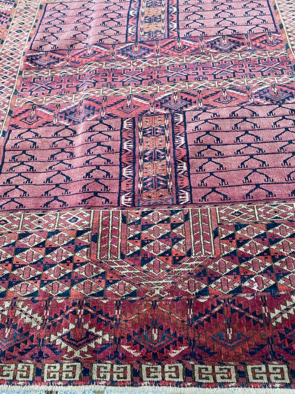 Beautiful Antique Turkmen Hatchlou Square Rug 11