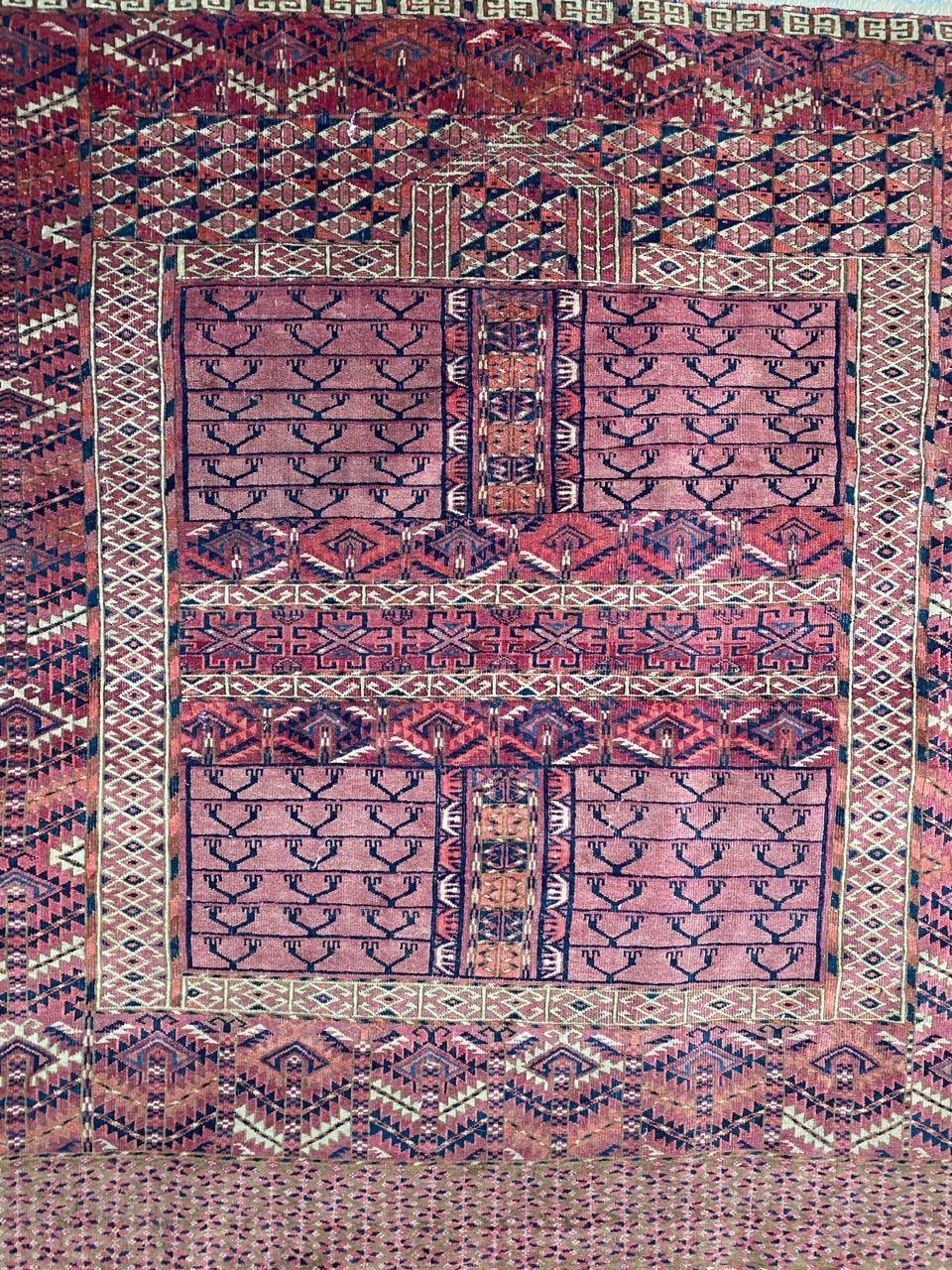 Tribal Beautiful Antique Turkmen Hatchlou Square Rug