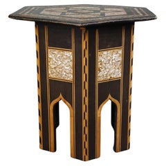 Beautiful antique unique oriental mosaic, mother of pearl side table
