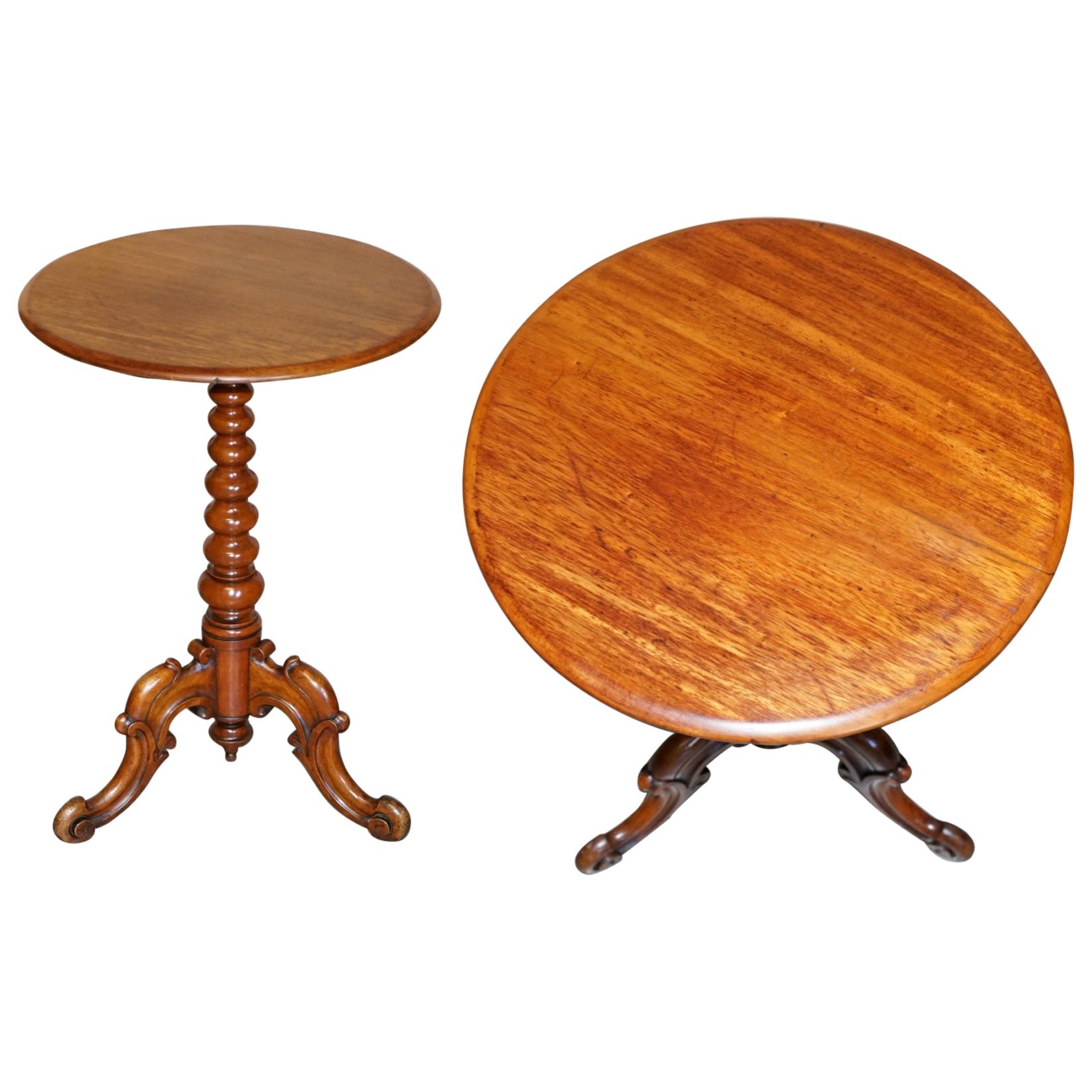 Beautiful Antique Victorian Fruitwood Bobbin Turned Side End Lamp Wine Table