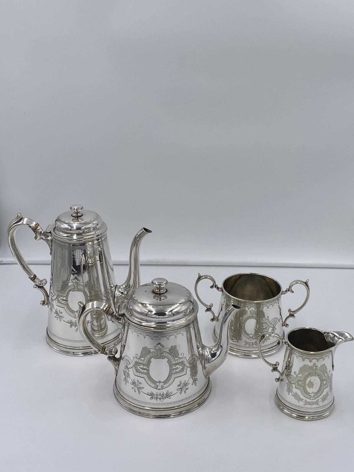 Primo vittoriano Bellissimo servizio da tè e caffè antico vittoriano placcato in argento in vendita