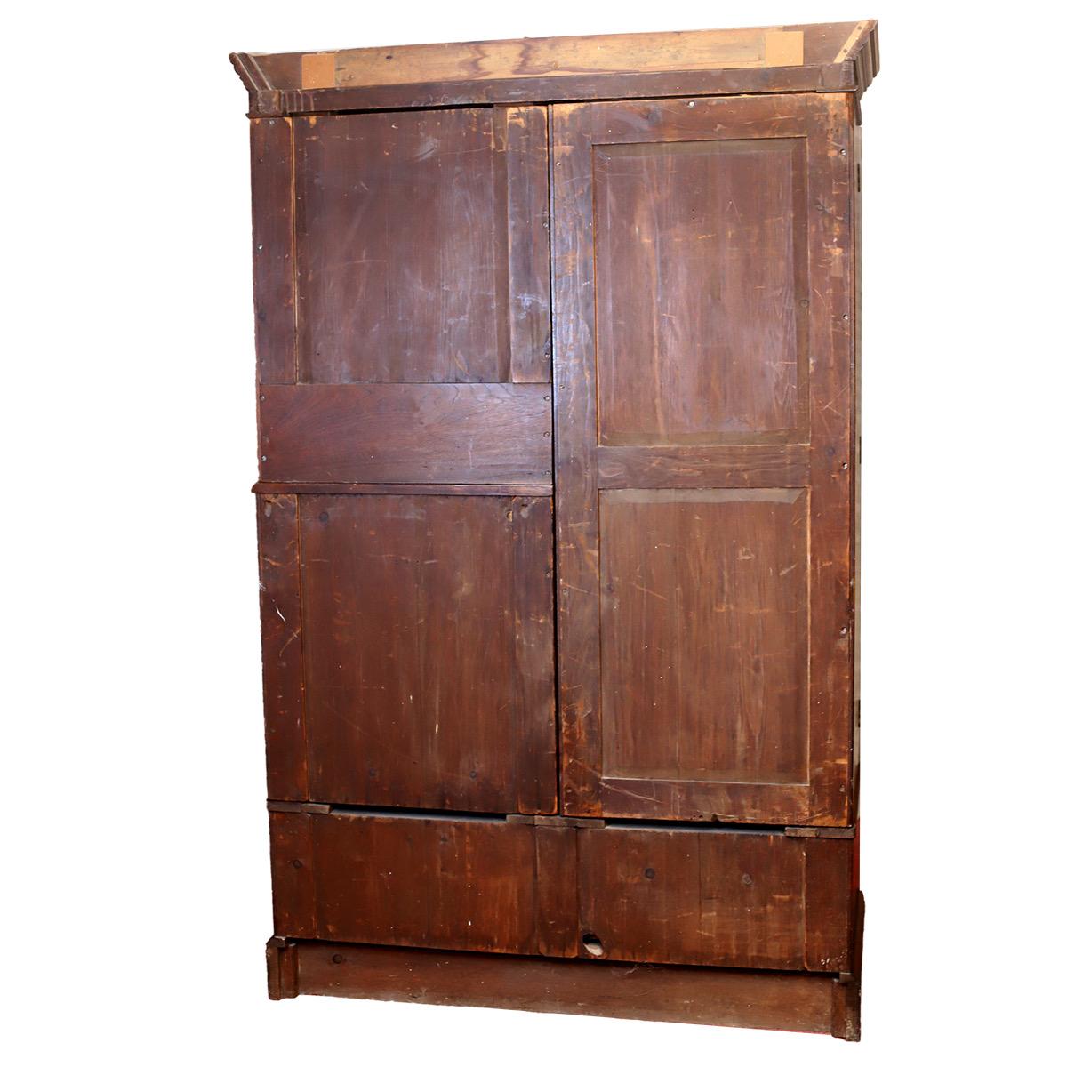 Beautiful Antique Victorian Walnut and Brass Wardrobe For Sale 11