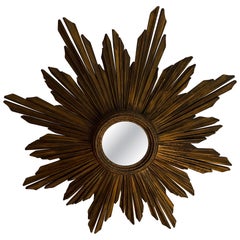 Magnifique miroir en bois antique à effet d
étoile