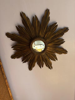 Beautiful antique wood starburst mirror