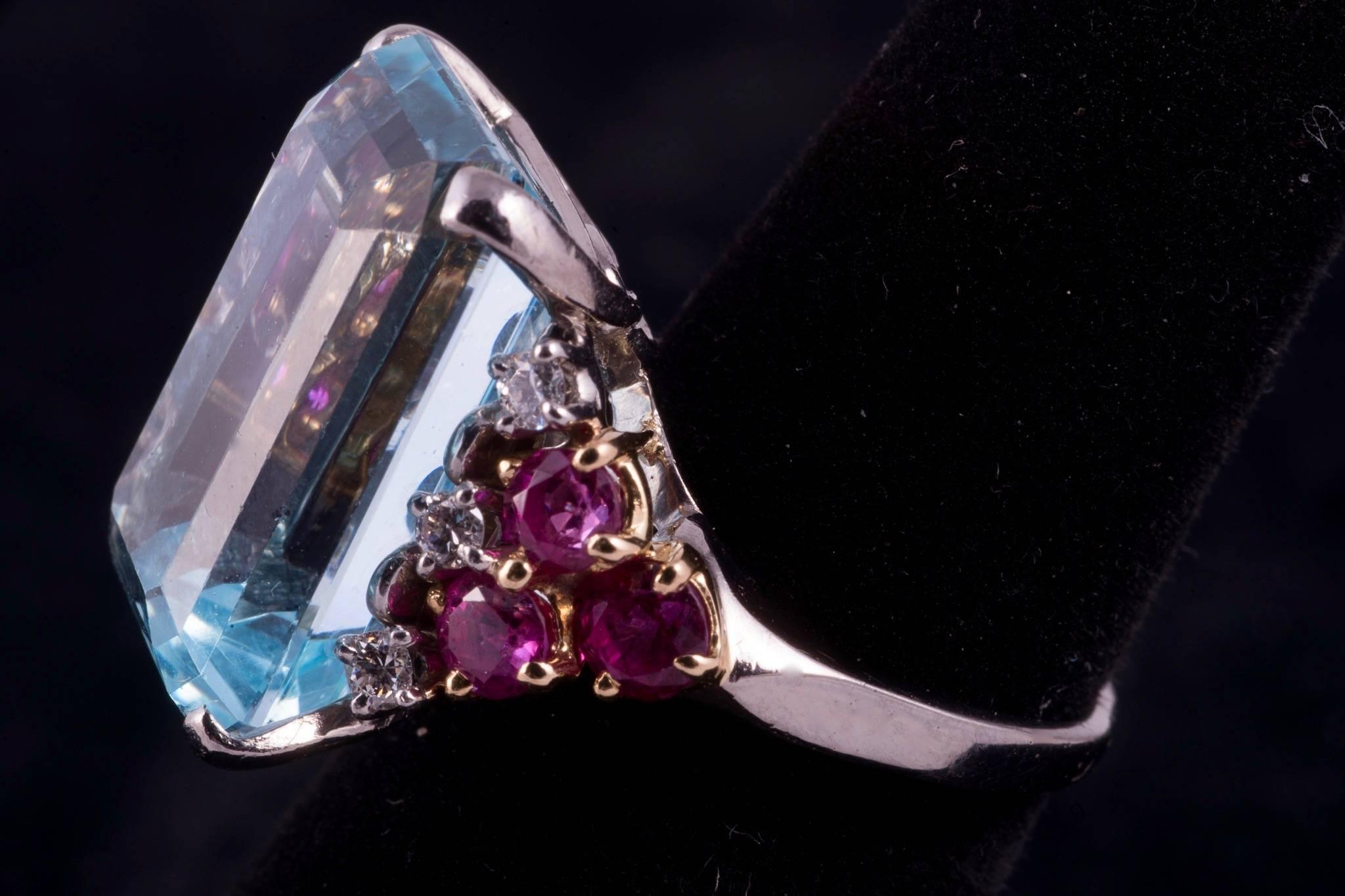 aquamarine and ruby ring