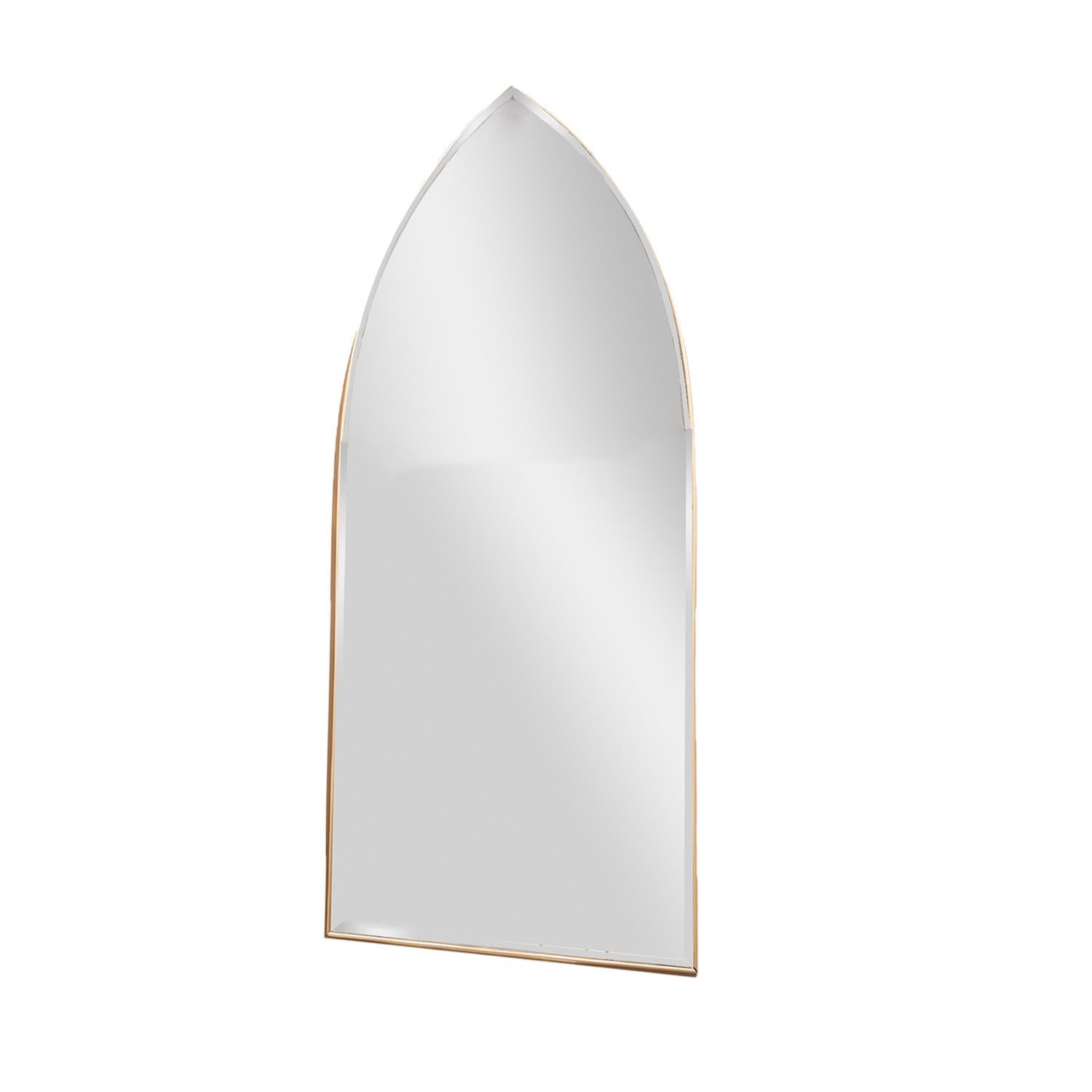Modern Beautiful Arch Top Mirror with Brass Frame 1970s For Sale