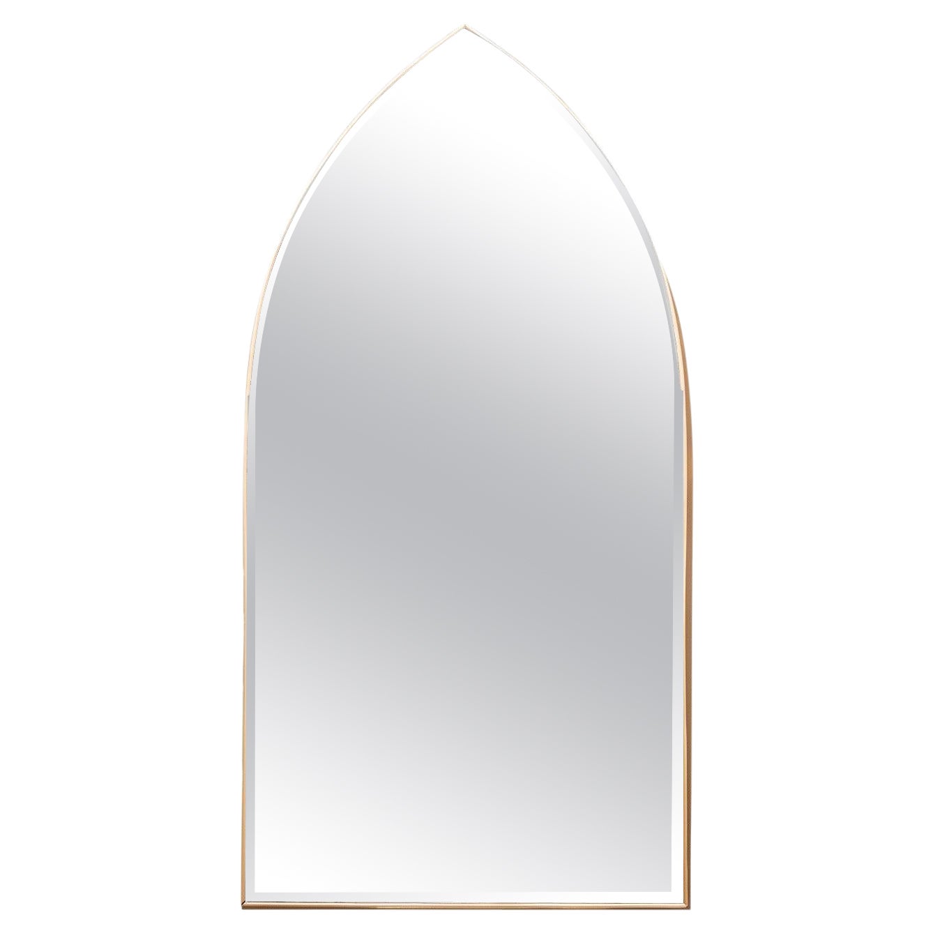 Magnifique miroir en arc de cercle avec cadre en laiton, années 1970
