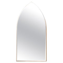 Magnifique miroir en arc de cercle avec cadre en laiton, années 1970