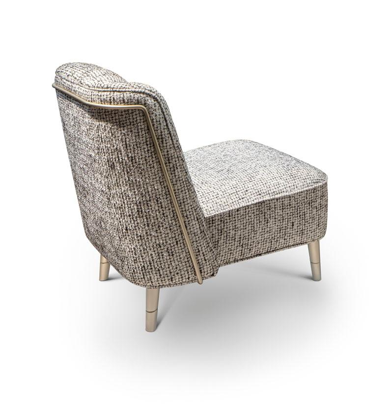 Contemporary Beautiful Armchair Frame Made of Solid Timber Bronze or Silver Finish Feet For Sale