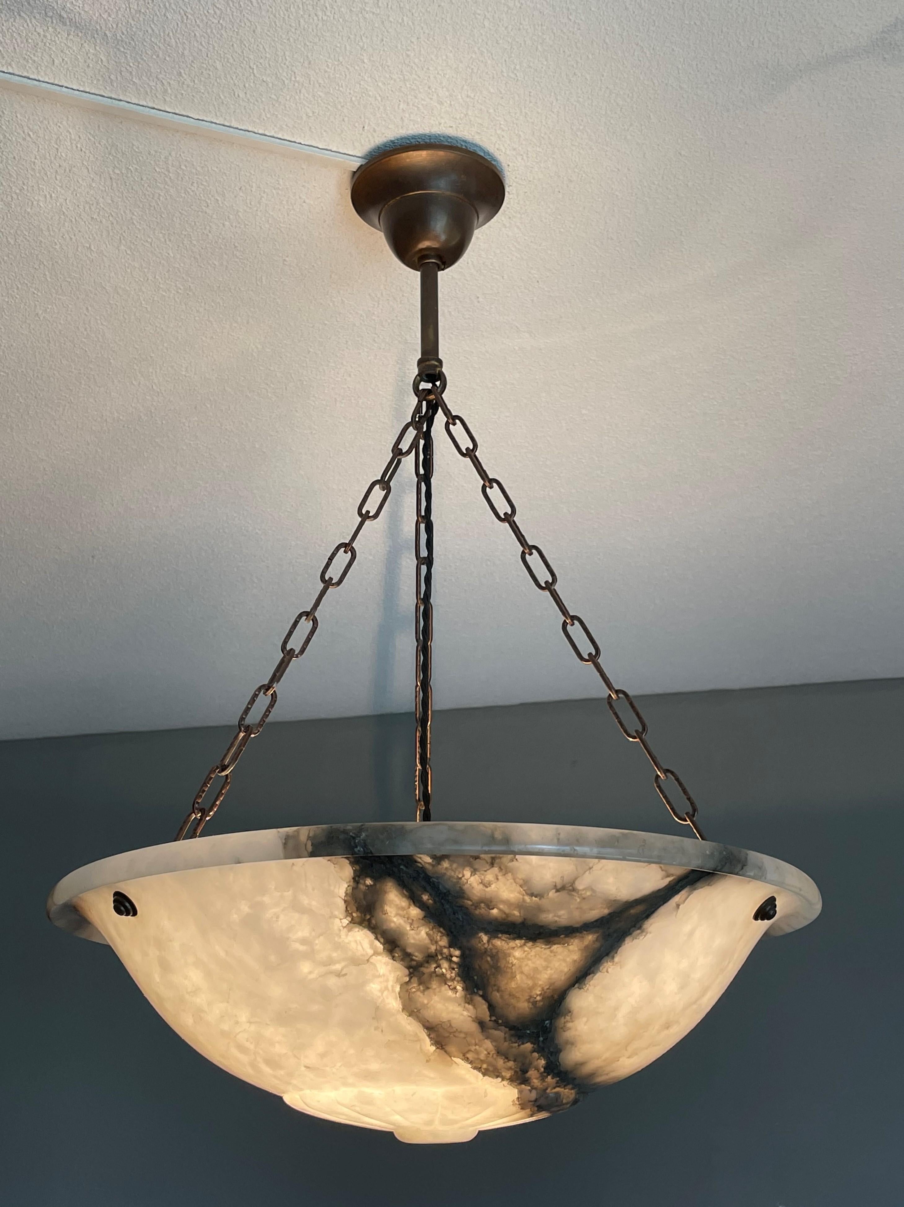 Large & Timeless Antique Alabaster Pendant / Chandelier of Great Quality & Shape 1