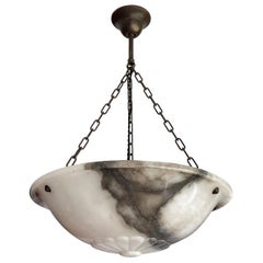 Large & Timeless Antique Alabaster Pendant / Chandelier of Great Quality & Shape