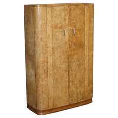 BEAU ART DECO ARMOIRE À DOUBLE PORTE EN NOYER BLONDE