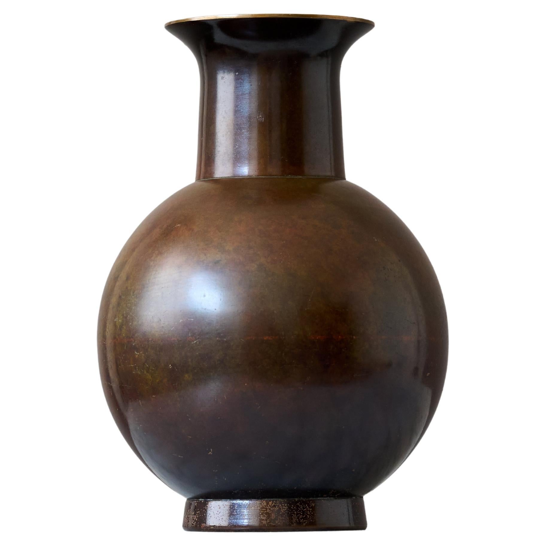 Beautiful Art Deco Bronze Vase by Unknown Danish Designer. Denmark, 1930s.
