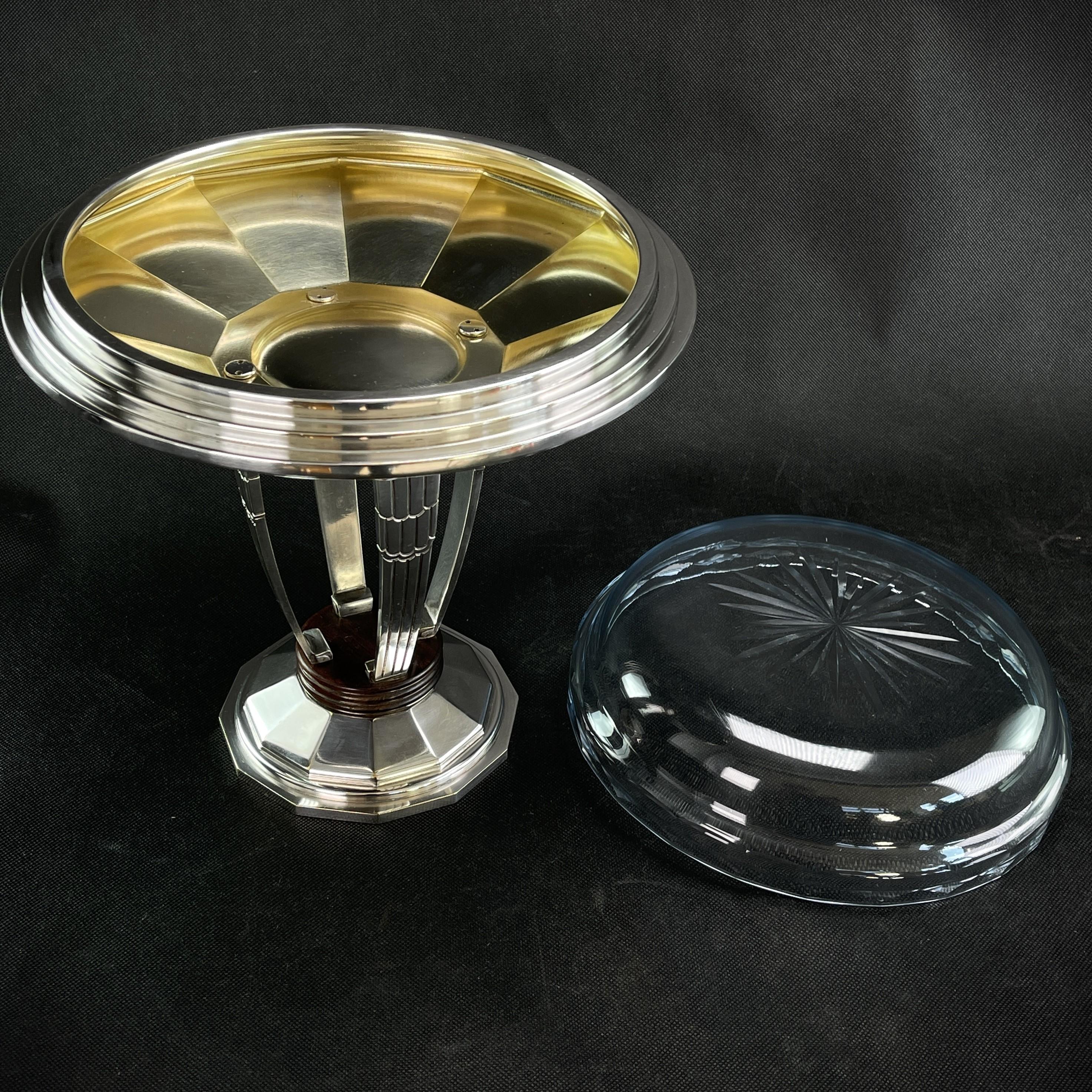 Beautiful ART DECO centrepiece bowl by Durousseau & Raynaud silver plated 1930s In Good Condition For Sale In Saarburg, RP
