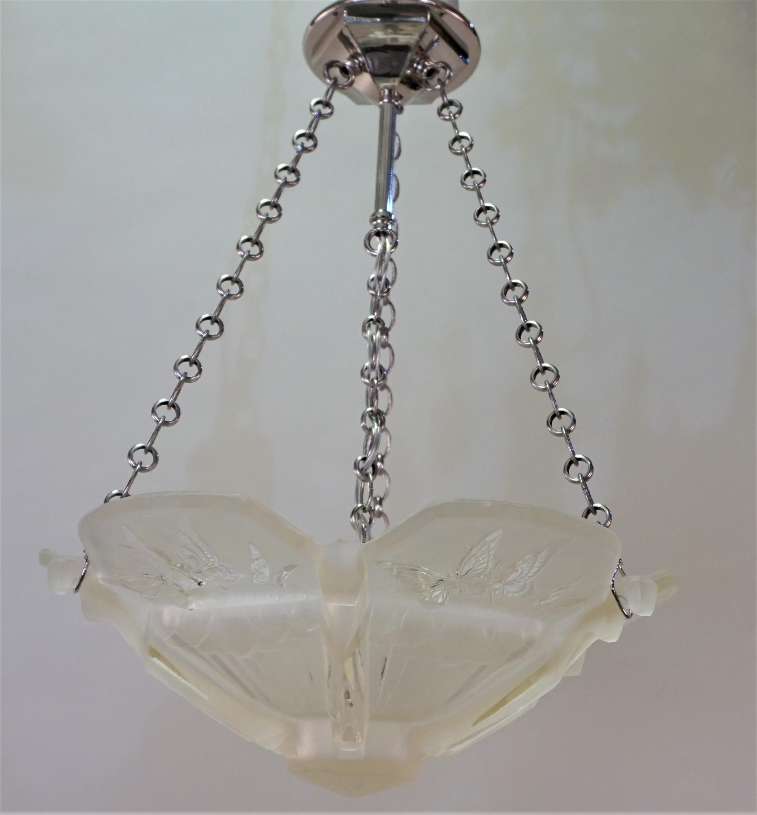 Beautiful Art Deco Chandelier by Muller Frères 1
