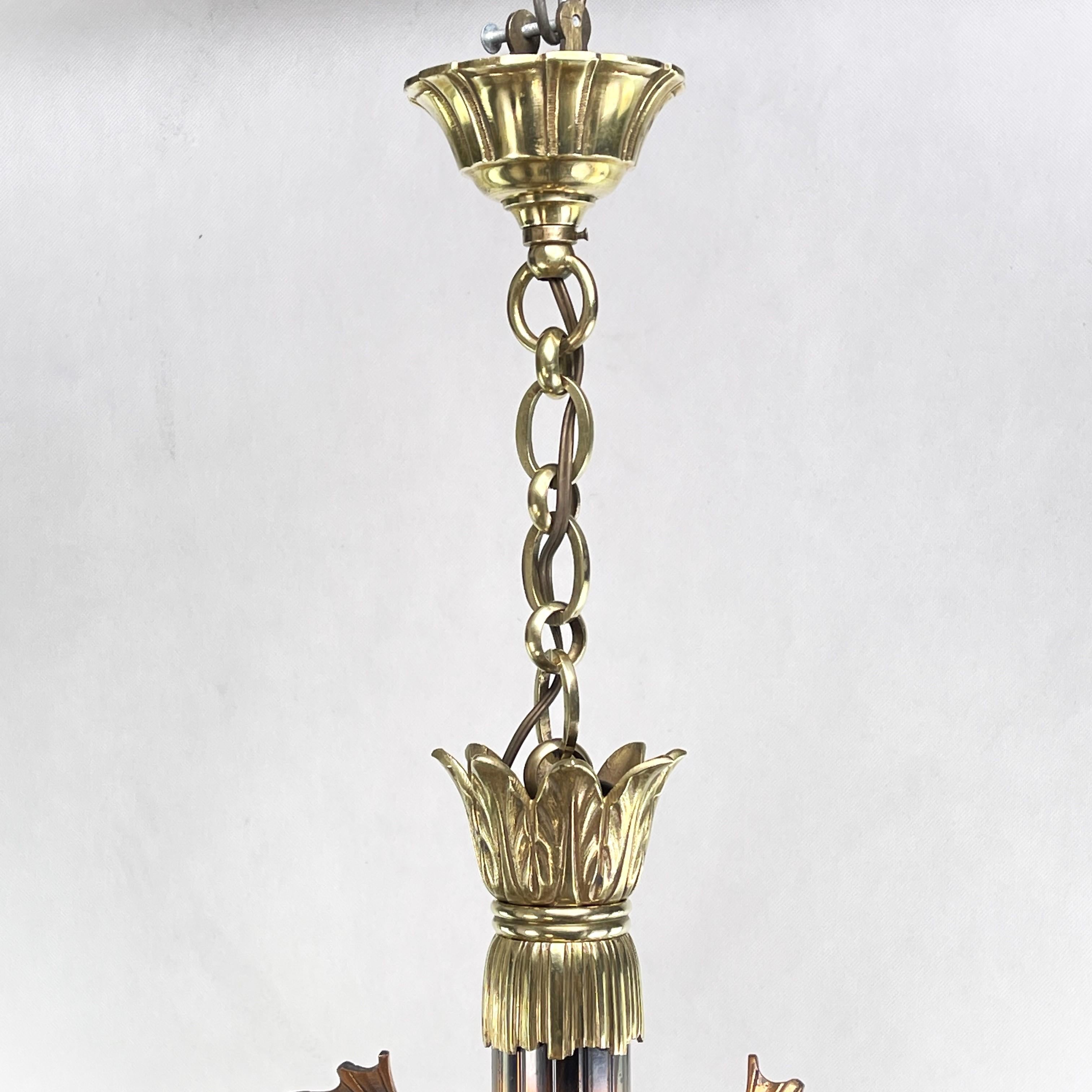 Bellissima lampada a sospensione Art Deco Chandelier firmata M.P.,  Petitot, anni '20 in vendita 3