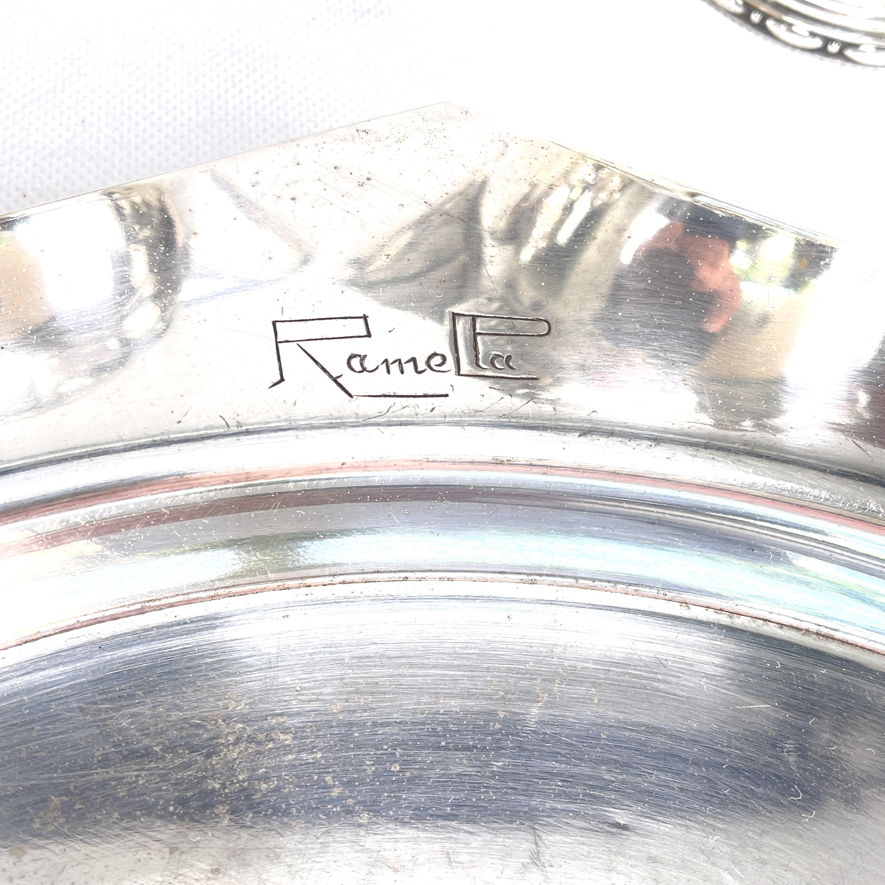 Art Deco Beautiful ART DECO coffee set tea set signed RameLPa silver plated For Sale