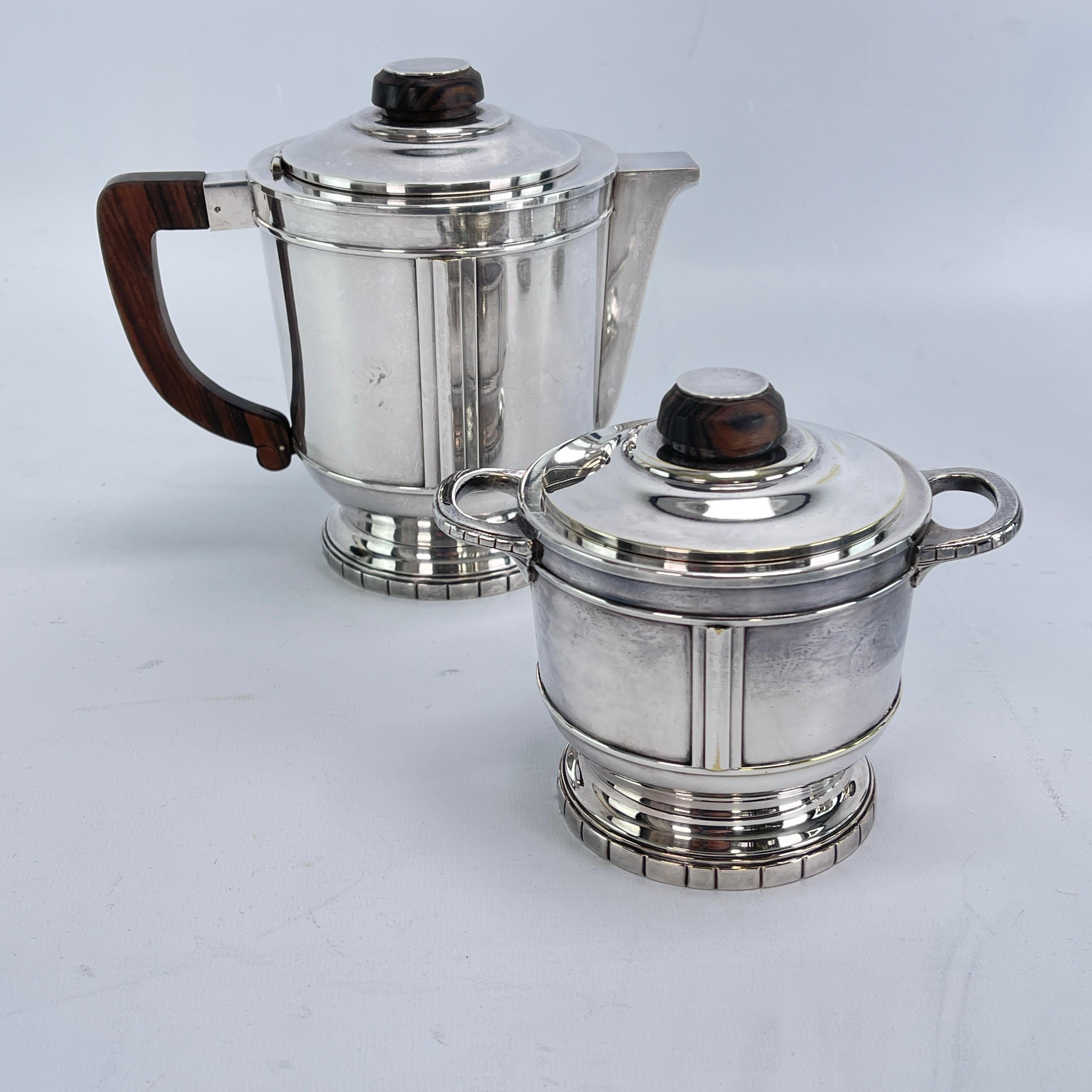 French Beautiful ART DECO coffee set tea set silver plated, 1930s For Sale