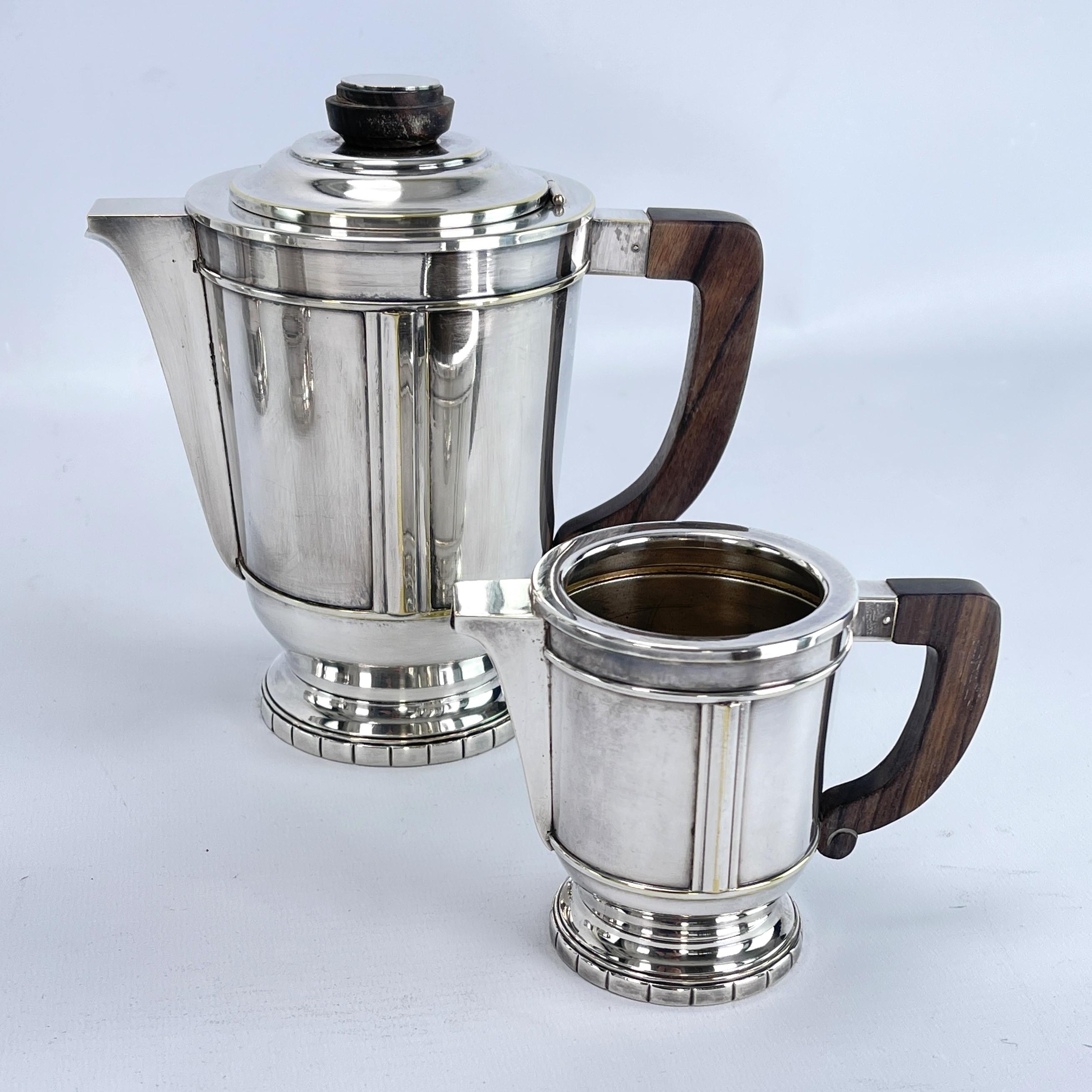 Silvered Beautiful ART DECO coffee set tea set silver plated, 1930s For Sale
