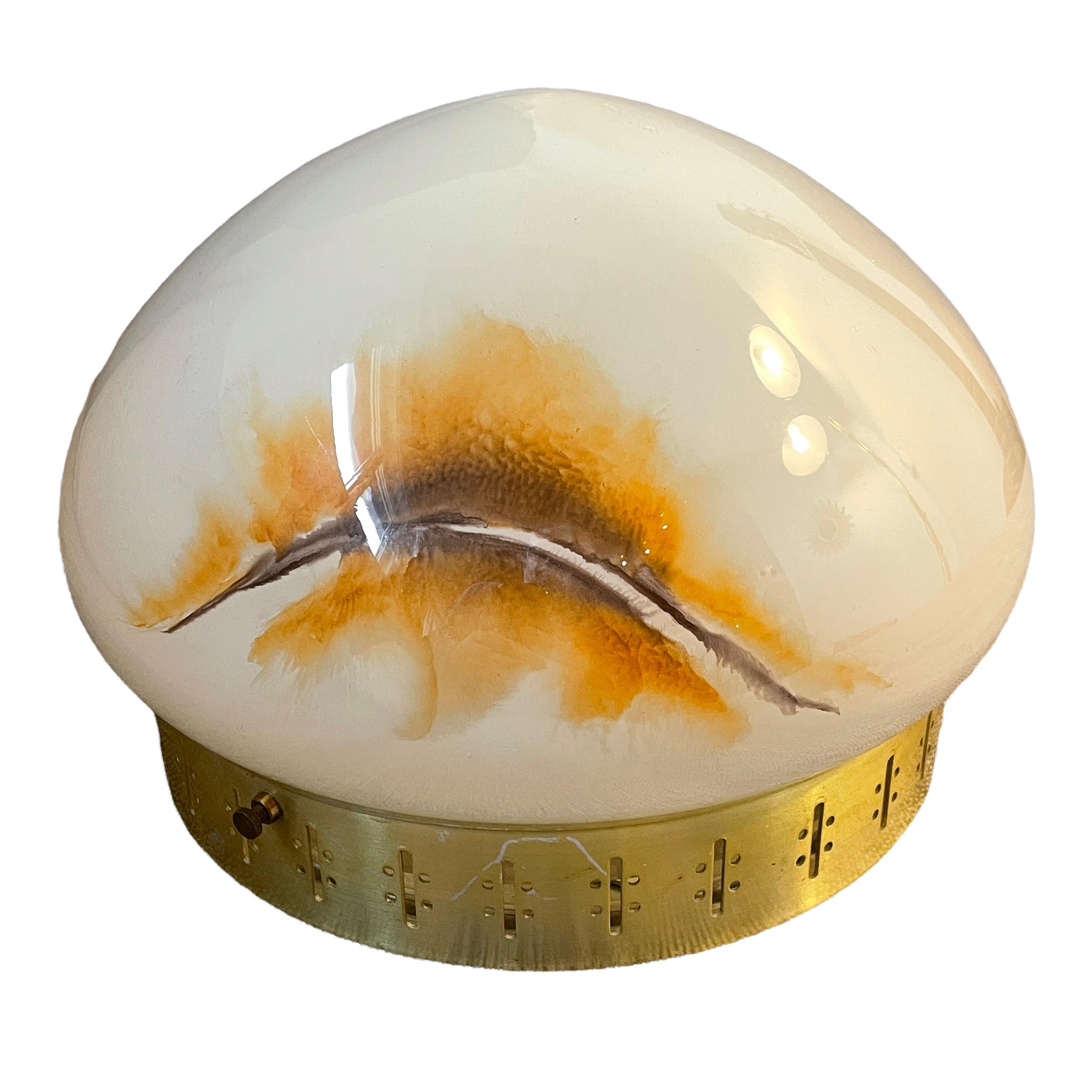 Mid-20th Century Beautiful Art Deco Flush Mount Marble Style Glass, Sweden 1930s