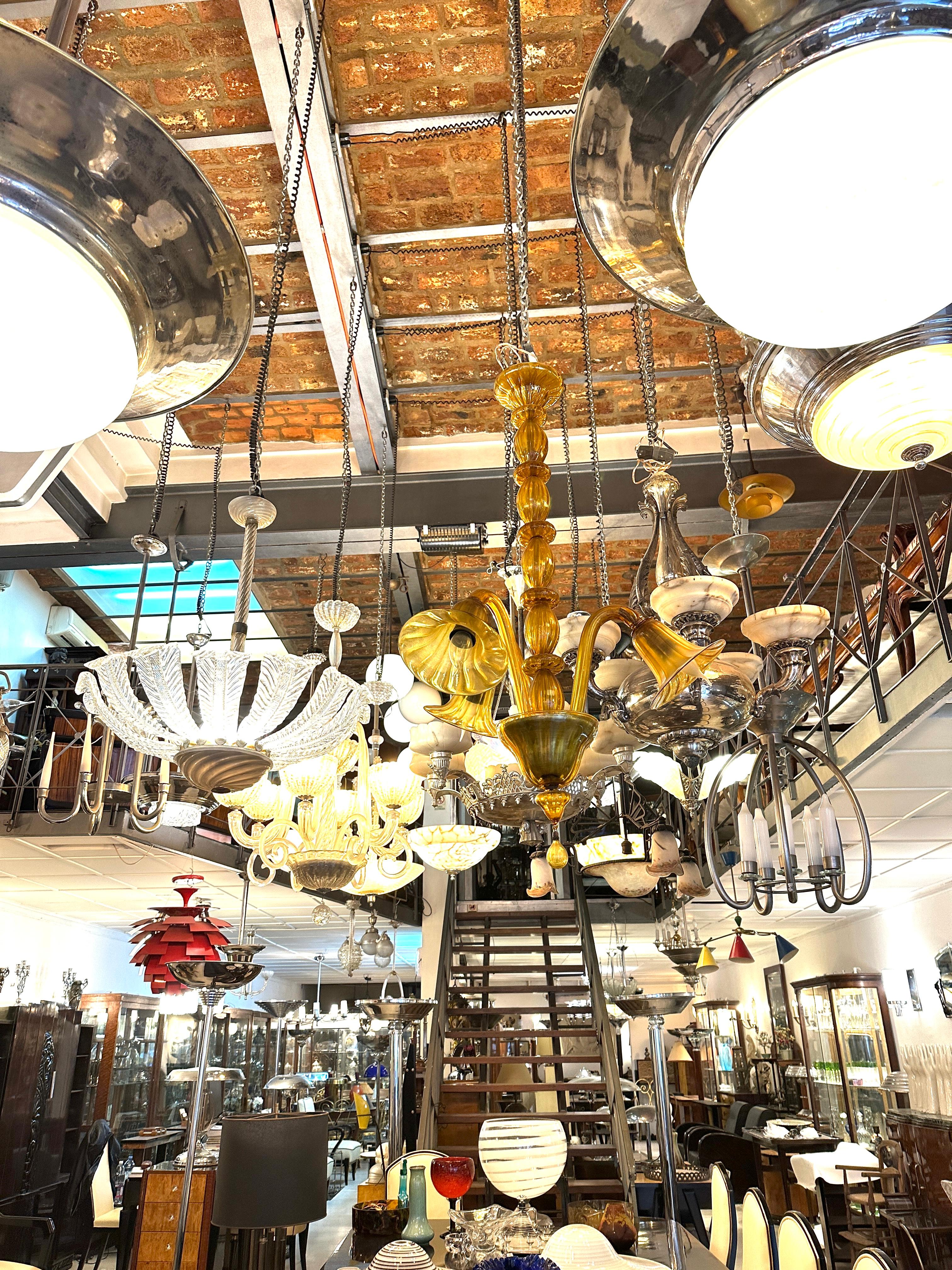 Bellissima lampada a sospensione Art Deco, 1930, italiana, materiale di Murano in vendita 1