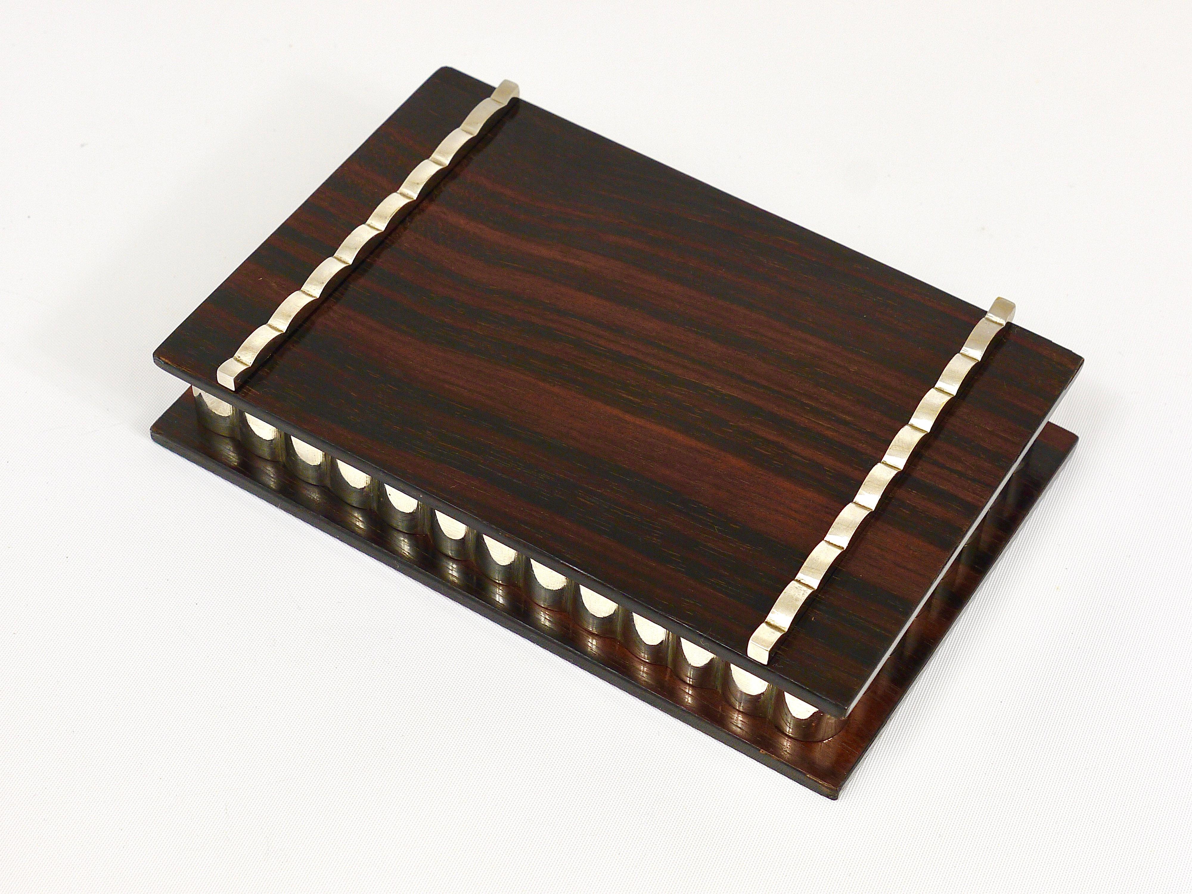 Beautiful Art Deco Macassar Ebony and Nickel Storage Box, Vienna, 1930s 6