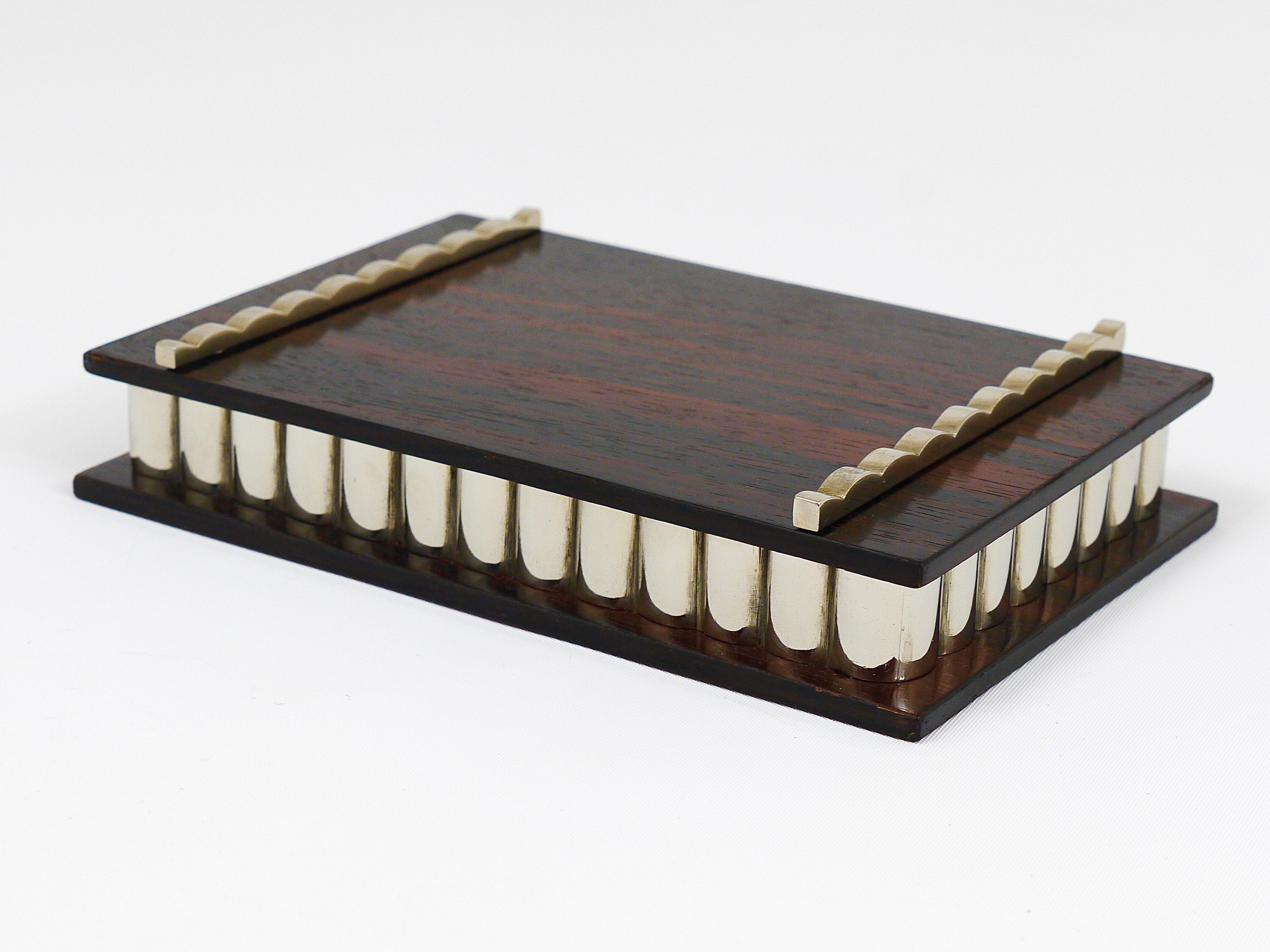 Beautiful Art Deco Macassar Ebony and Nickel Storage Box, Vienna, 1930s 8