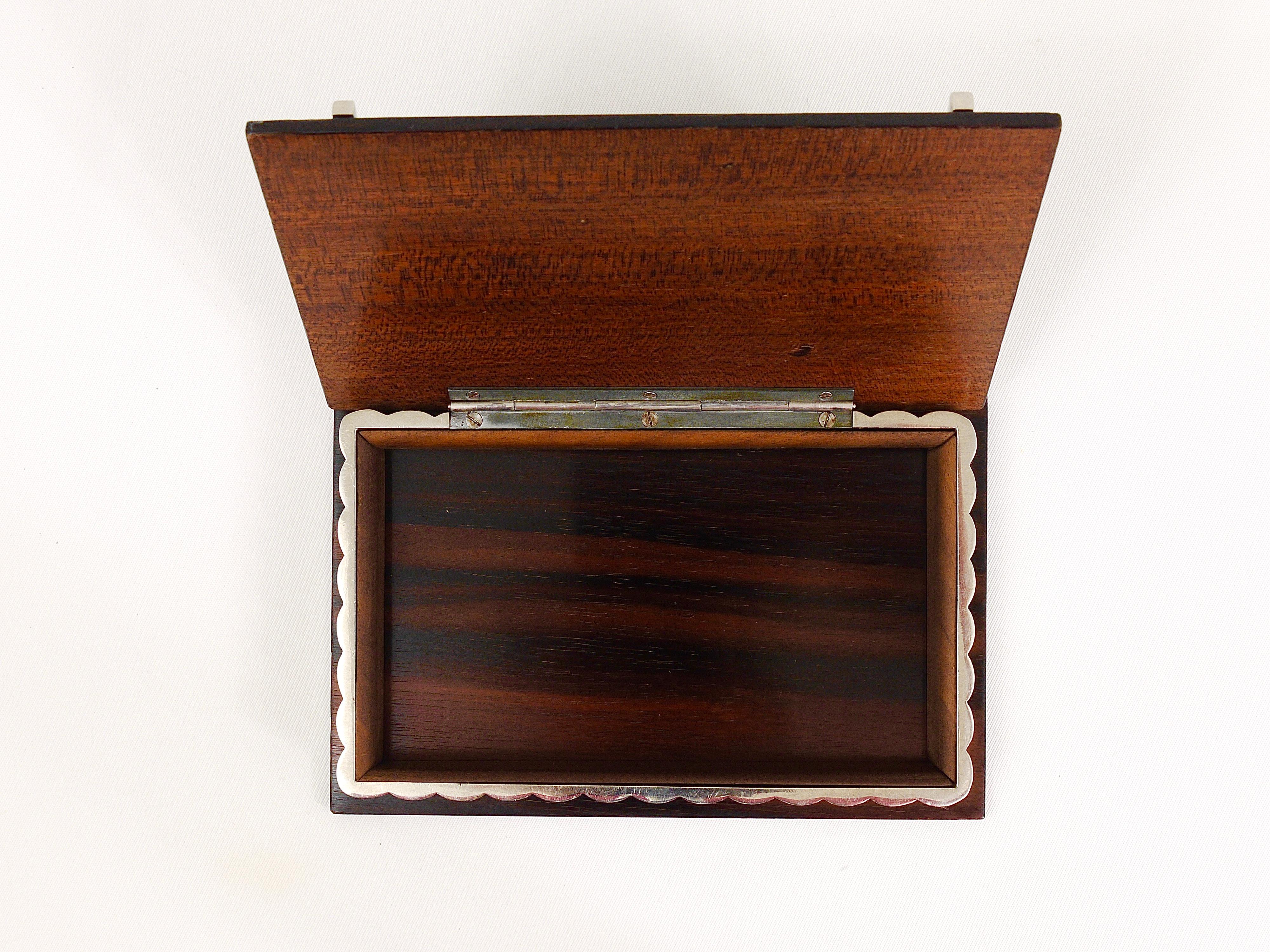 Beautiful Art Deco Macassar Ebony and Nickel Storage Box, Vienna, 1930s 3