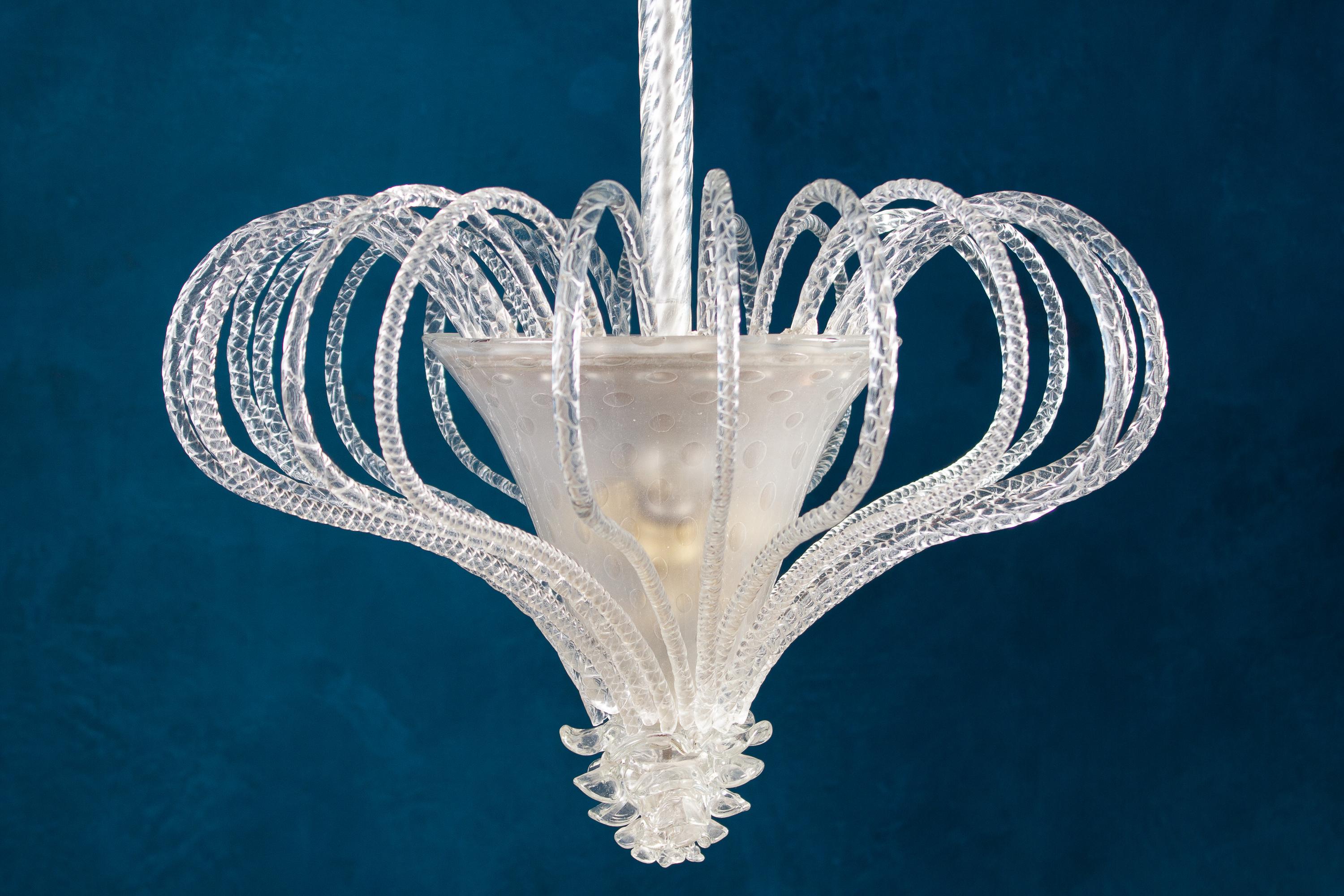 20th Century Beautiful Art Deco Murano Chandelier or Lanterne, 1940s For Sale