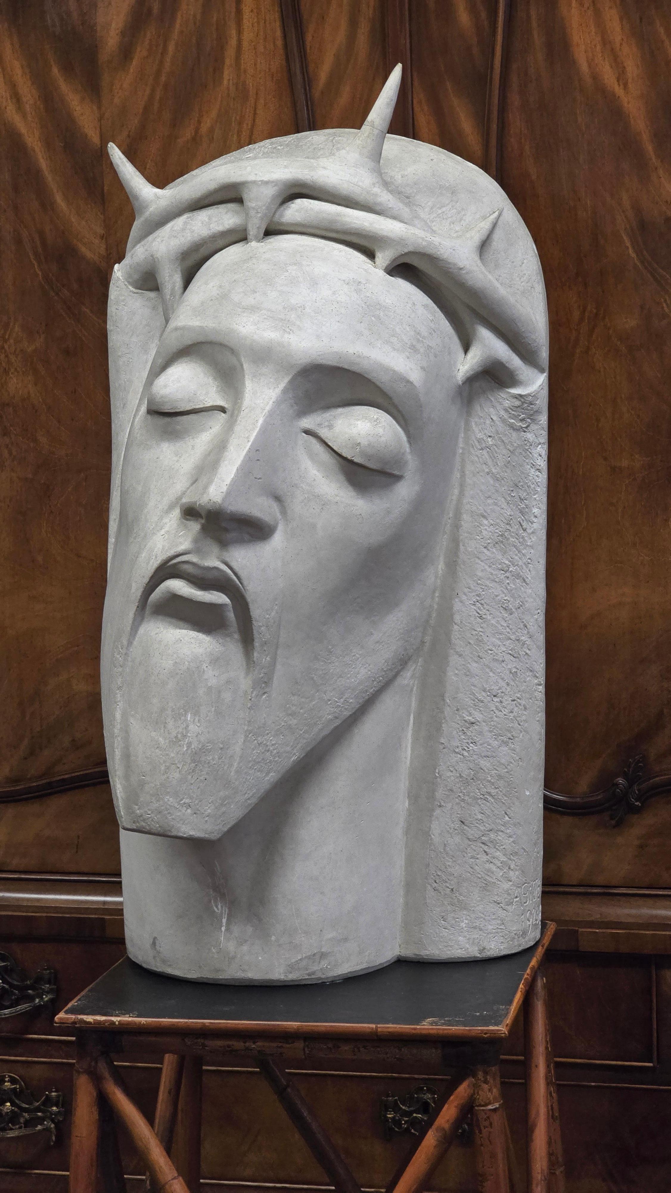 Bellissimo busto di Cristo in gesso Art Deco di A. Gille in vendita 4