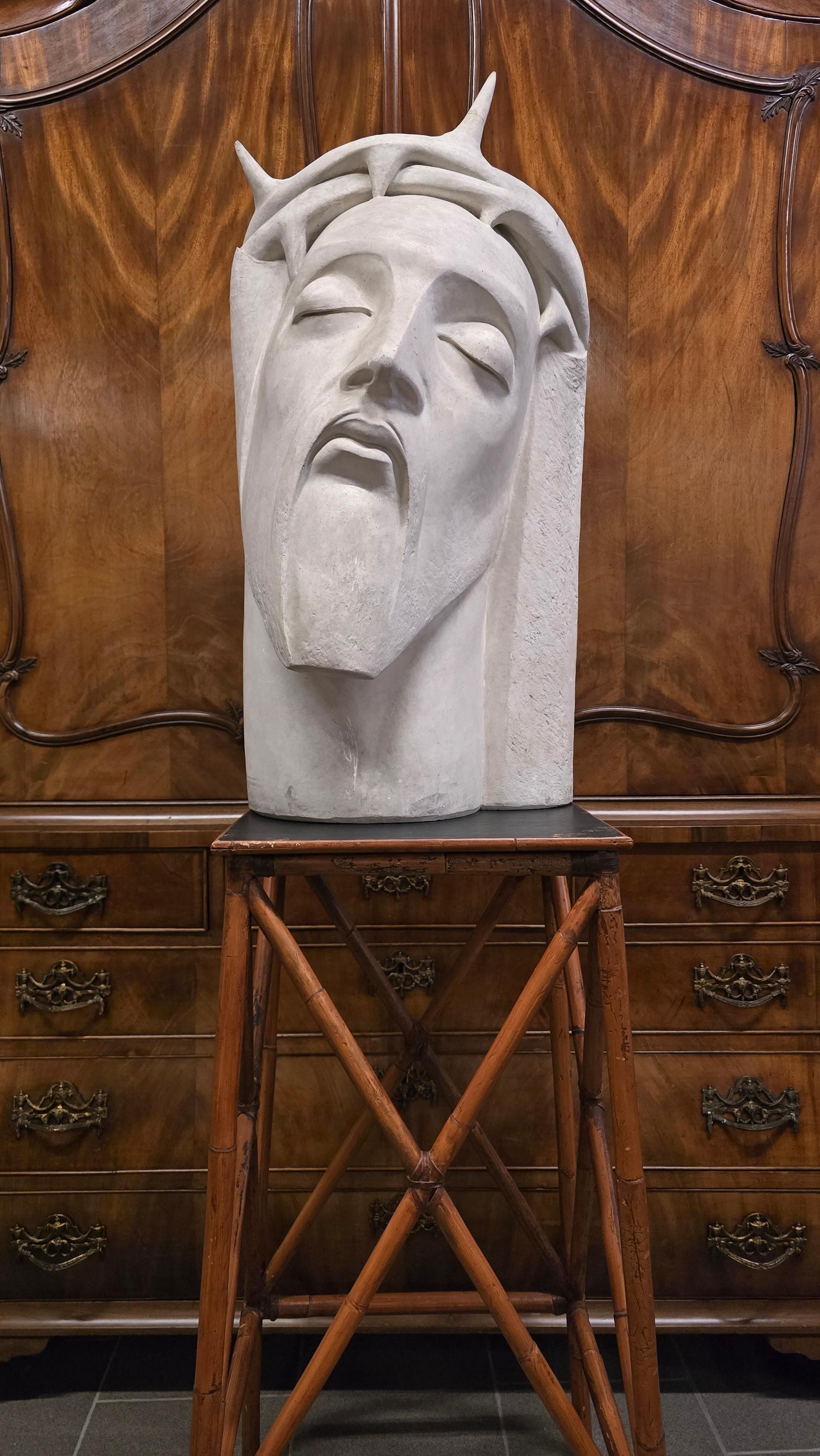 Schöne Art-Déco-Gipsbüste des Christus aus Gips von A. Gille im Angebot 8