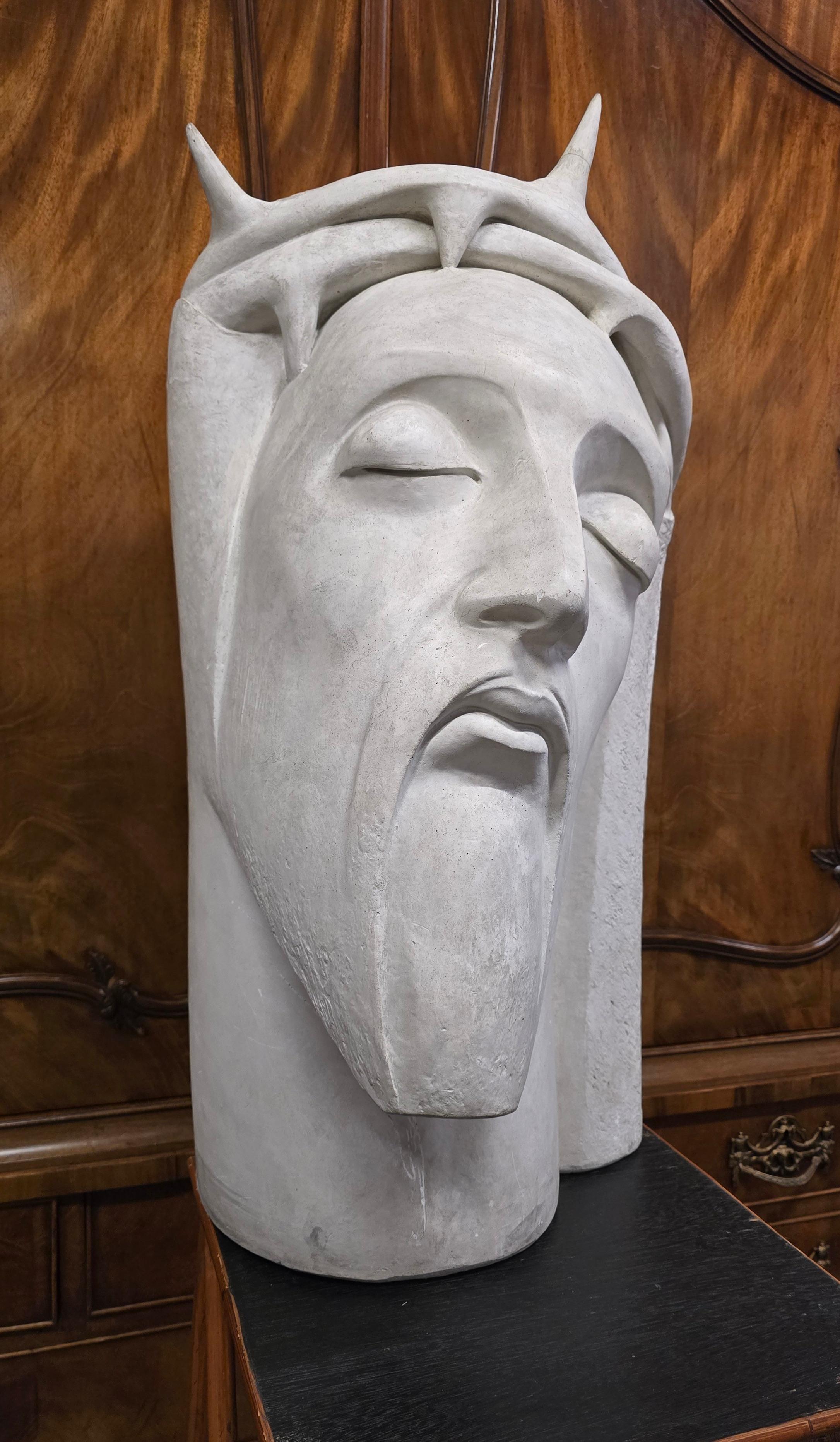 Art Déco Bellissimo busto di Cristo in gesso Art Deco di A. Gille in vendita