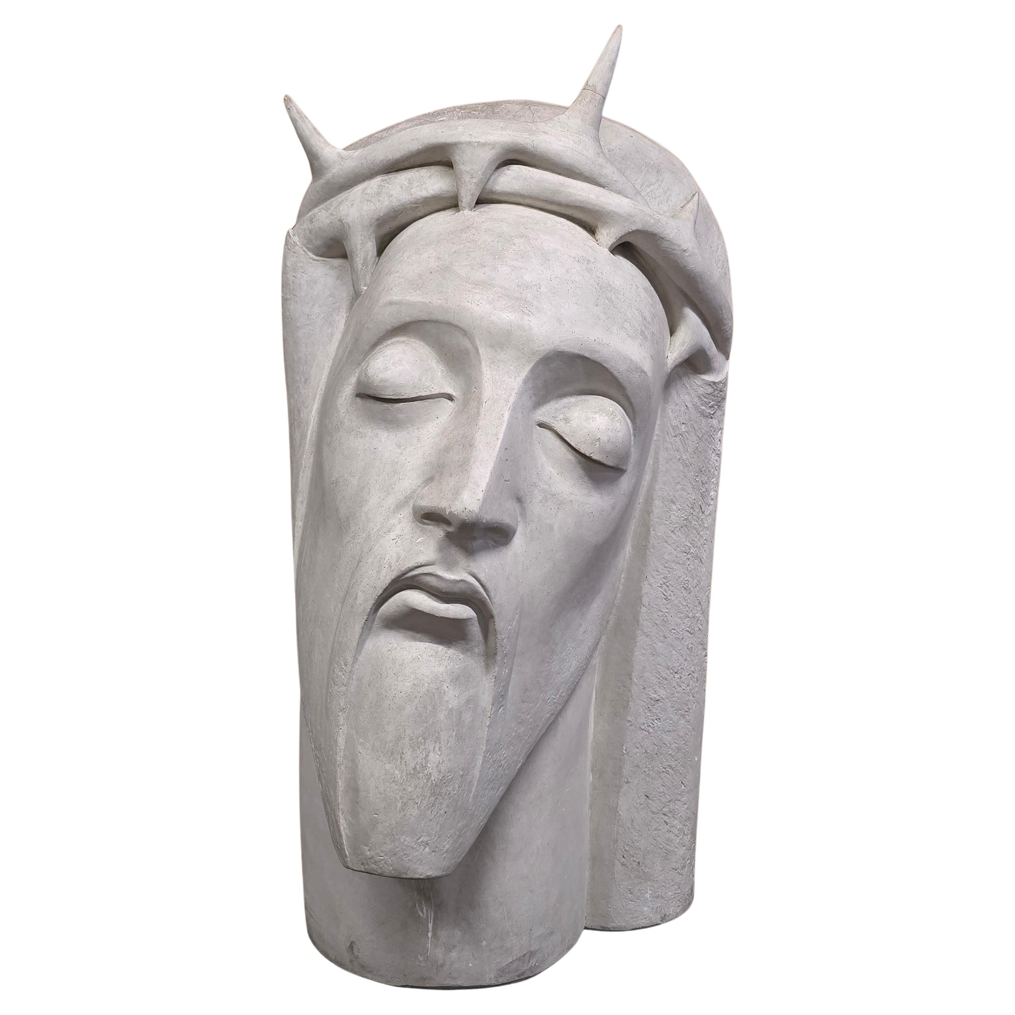 Beautiful Art Deco Plaster Bust of Christ by A. Gille