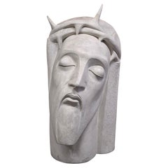 Beautiful Art Deco Plaster Bust of Christ by A. Gille