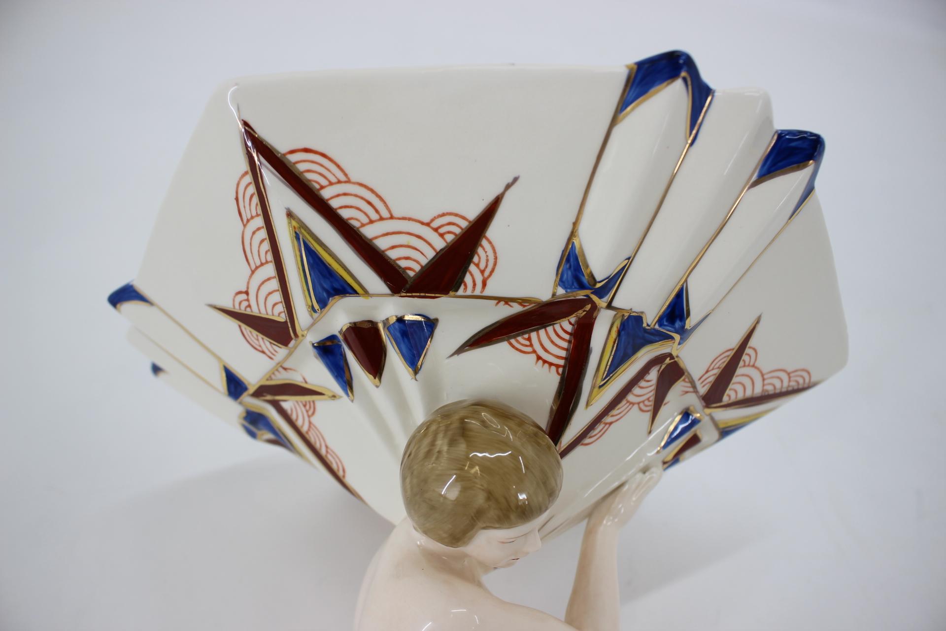 Mid-20th Century Beautiful Art Deco Table Figural Bowl, 1930s For Sale