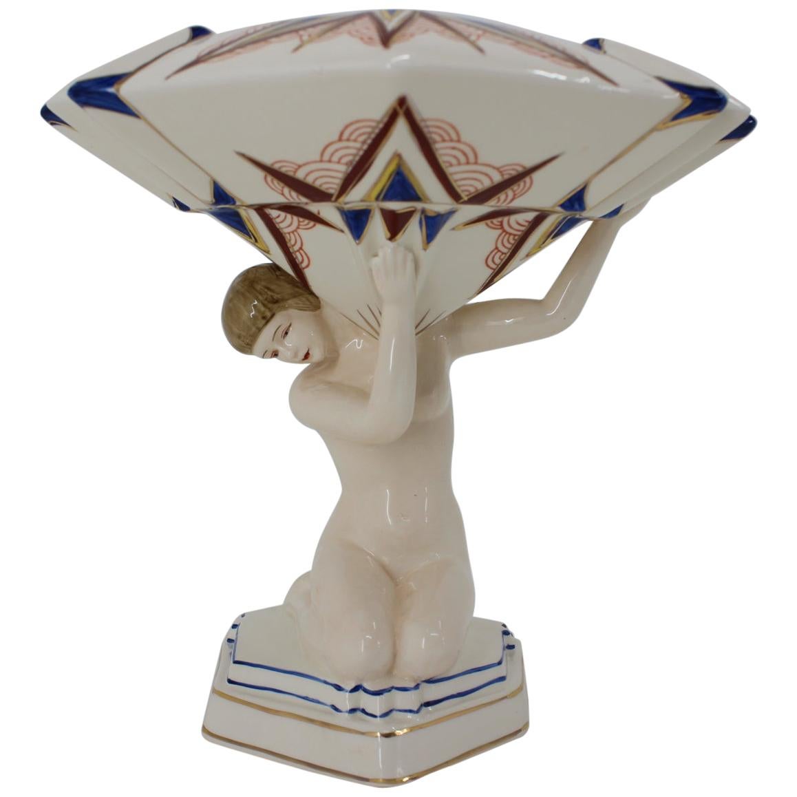 Beautiful Art Deco Table Figural Bowl, 1930s For Sale