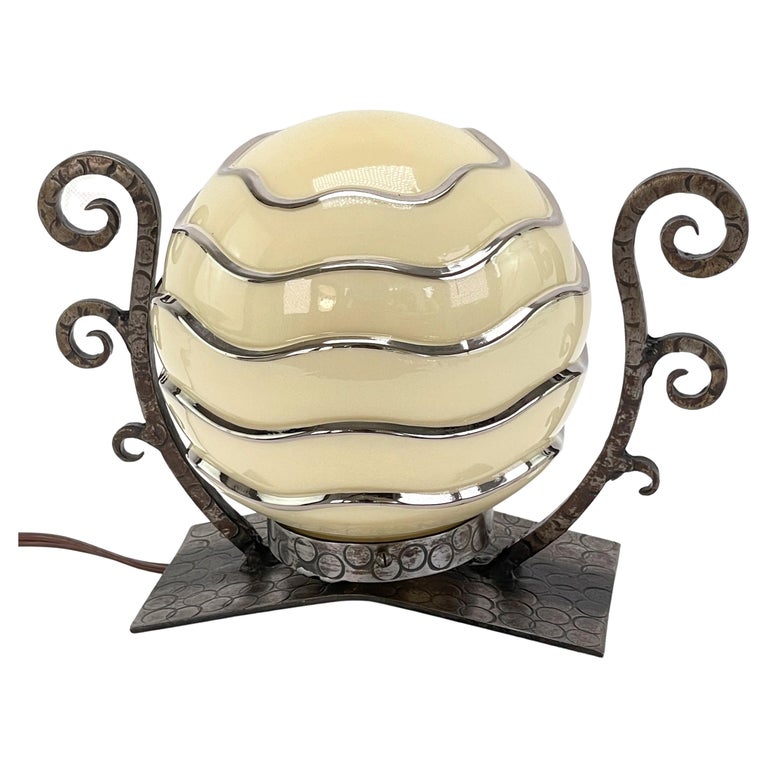Beautiful Art Deco Table Lamp Glass Ball Desk Lamp For Sale at 1stDibs