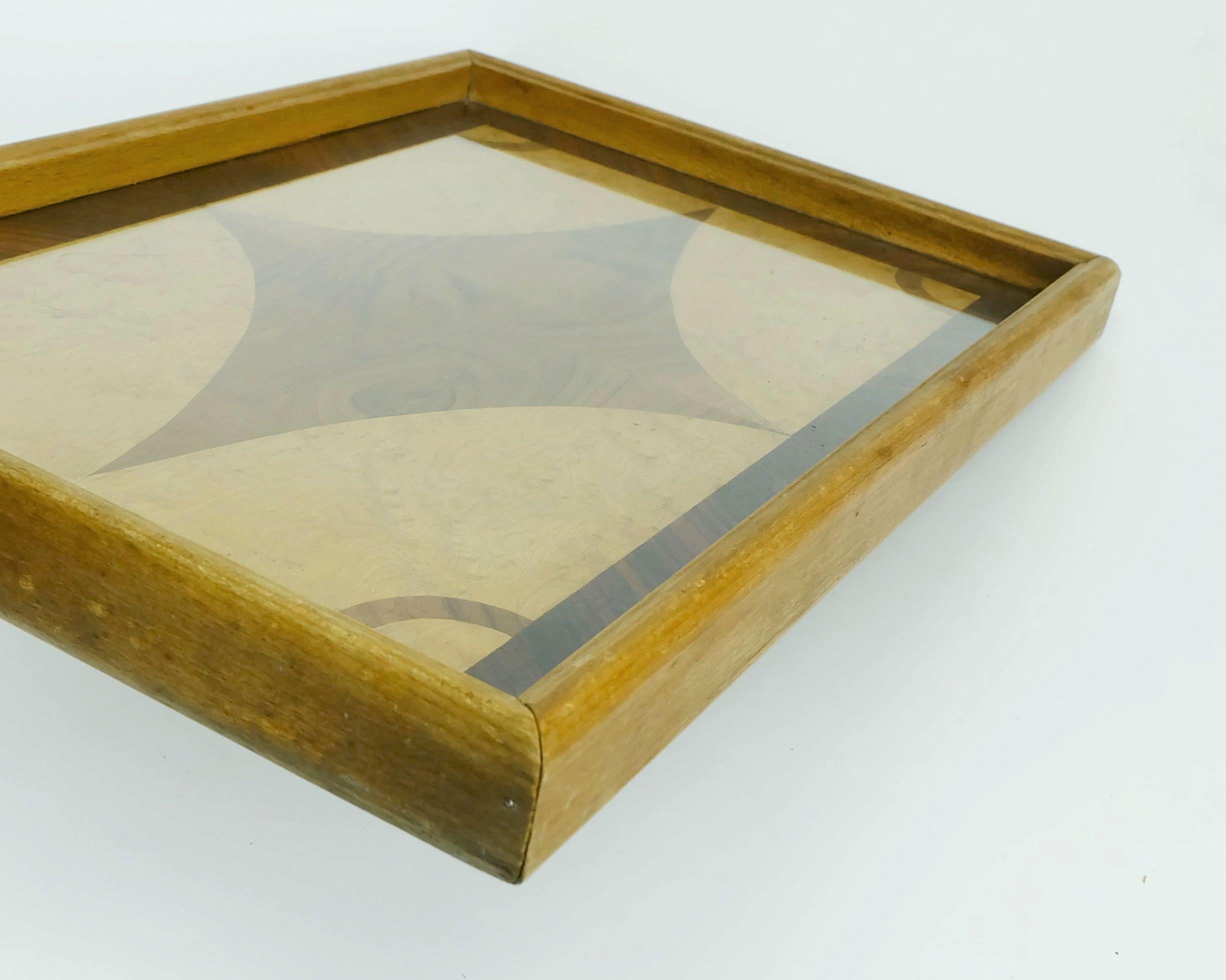 wunderschönes art déco TRAY Intarsien aus verschiedenen Holzarten Serviertablett (Marketerie) im Angebot