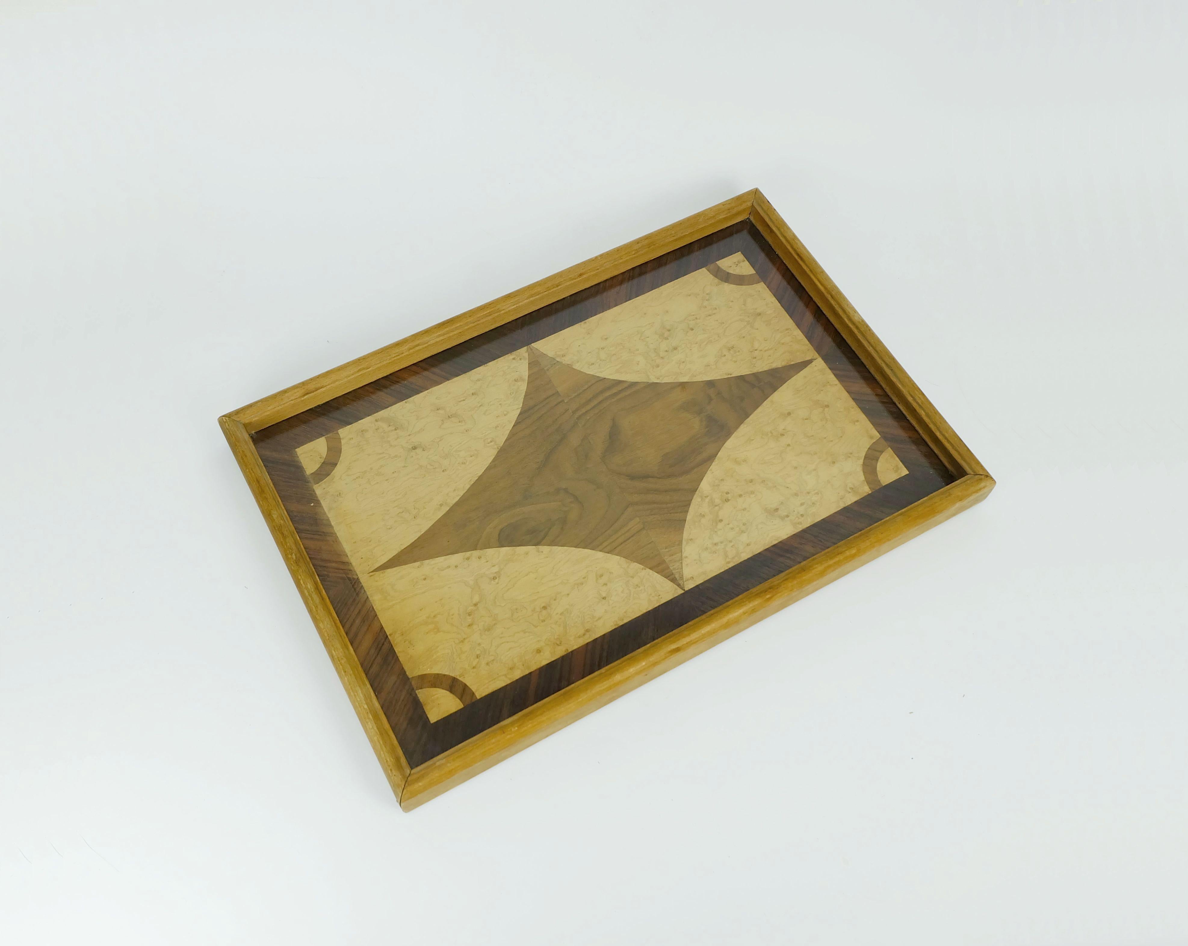 wunderschönes art déco TRAY Intarsien aus verschiedenen Holzarten Serviertablett im Angebot 2