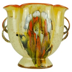 precioso JARRON art déco 1930 cerámica dumler breiden goteo esmalte doble asa