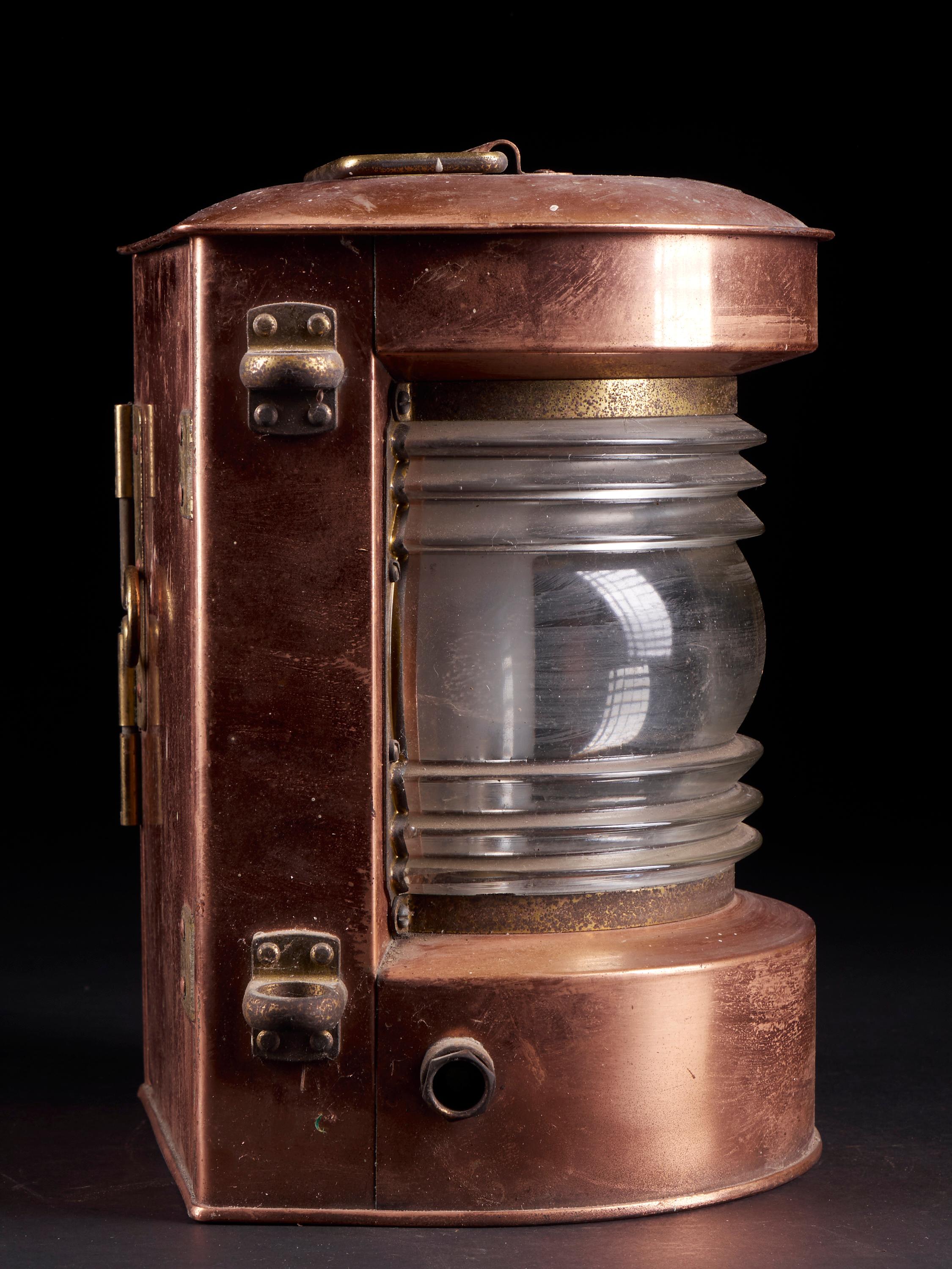Beautiful Art Deco Vintage Copper Alloy Signal Lamp 4