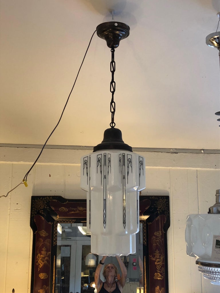 Beautiful Art Deco Vintage Pendant Light Fixture For Sale at 1stDibs