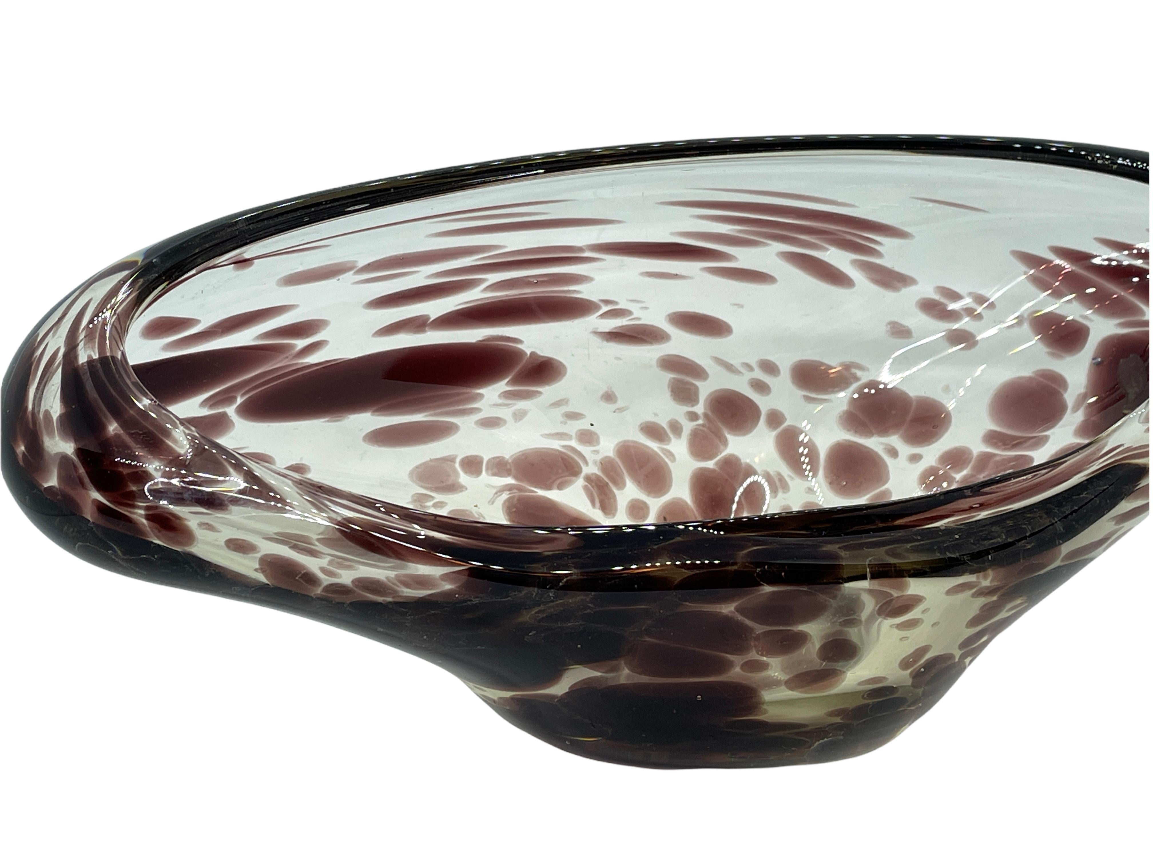 Mid-Century Modern Beautiful Art Glass Sommerso Bowl Catchall Vintage, Murano, Italy, 1980s