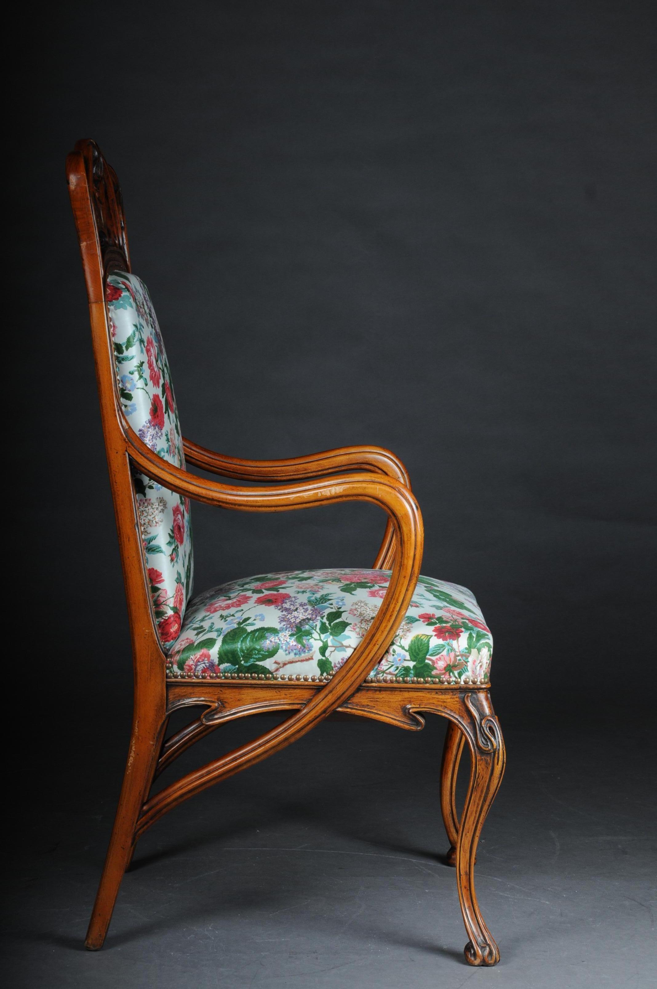 Hand-Carved Beautiful Art Nouveau Armchair after L. Majorelle