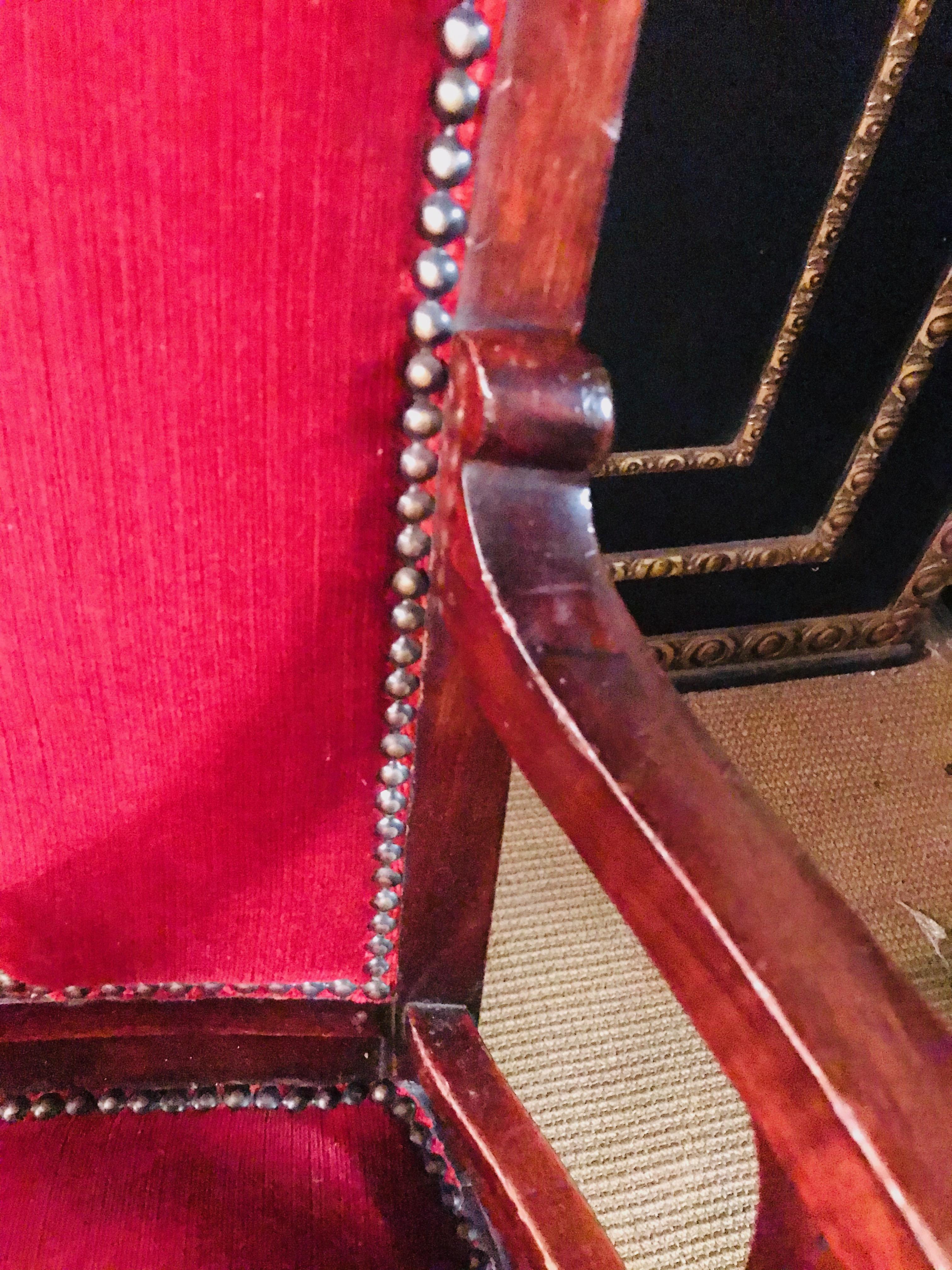 Beautiful antique red Art Nouveau or Jugendstil 20th Century Armchair mahogany  15