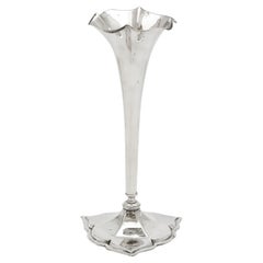 Antique Beautiful Art Nouveau Period Sterling Silver Vase Having a Trefoil Shaped Base