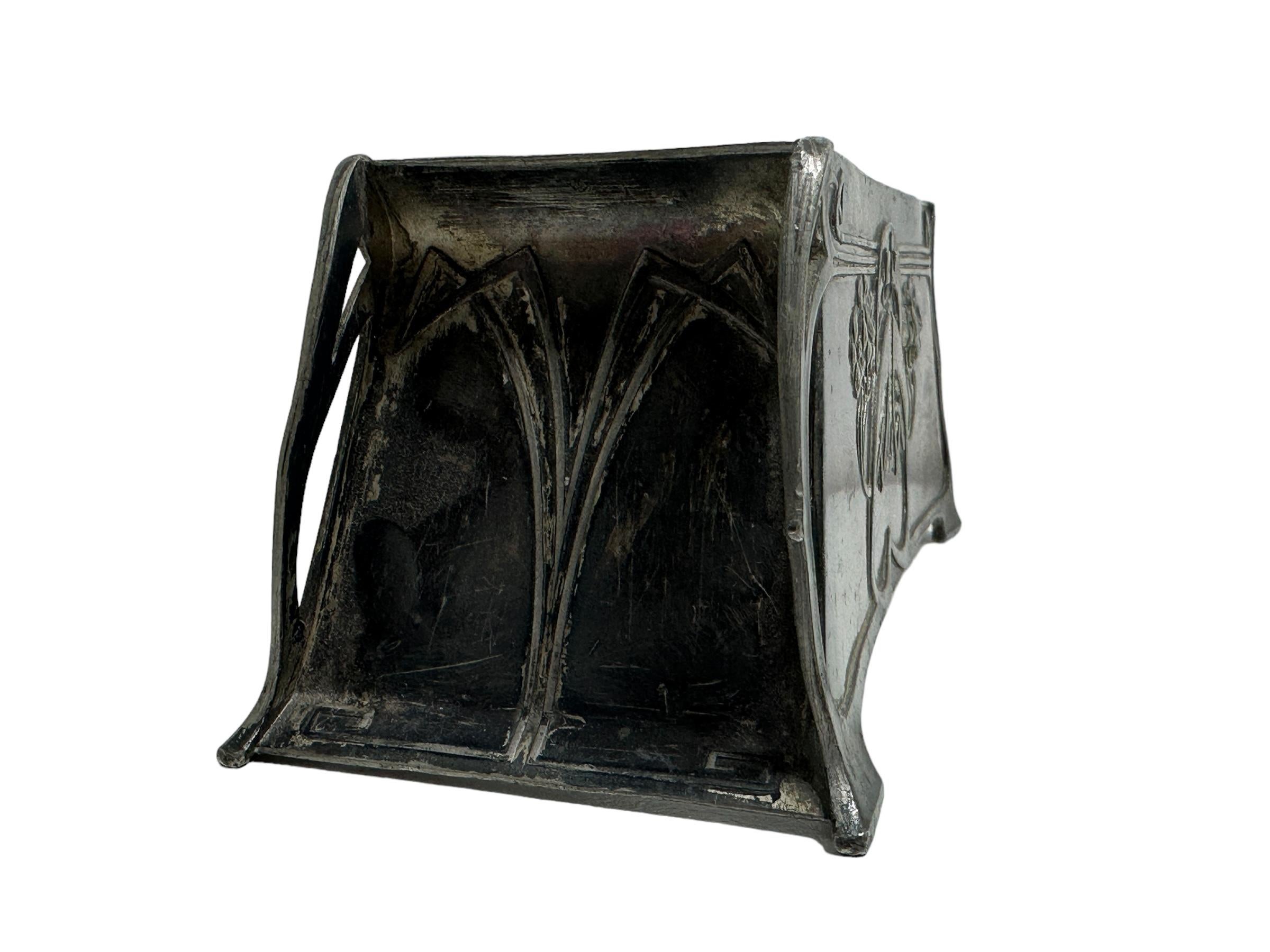 Metal Beautiful Art Nouveau Silver Plated Napkin Holder Stand, Antique German, 1910s For Sale