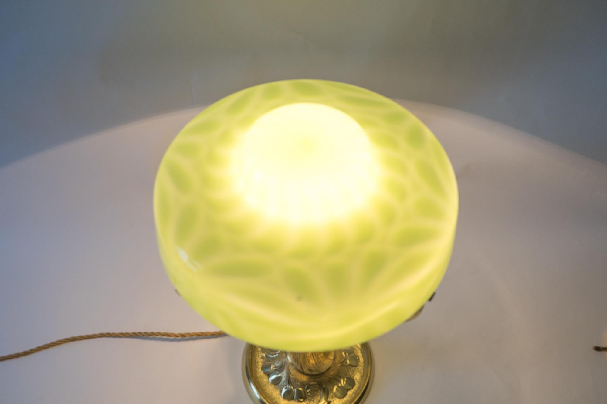 Beautiful Art Nouveau Table Lamp with Original Opaline Glass Shade, circa 1907s 3