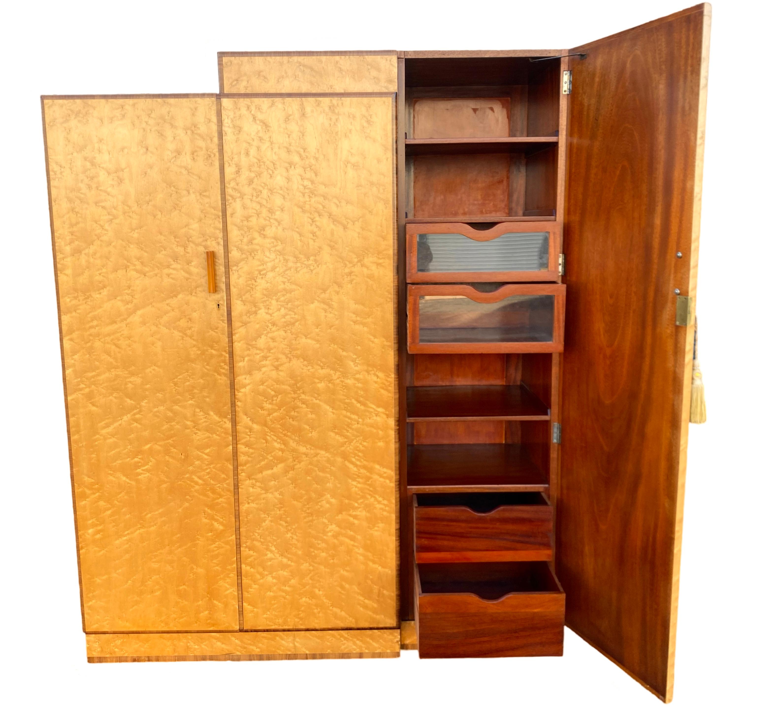 Early 20th Century Beautiful Asymetric Art Deco Triple Wardrobe with Royal Provenance For Sale