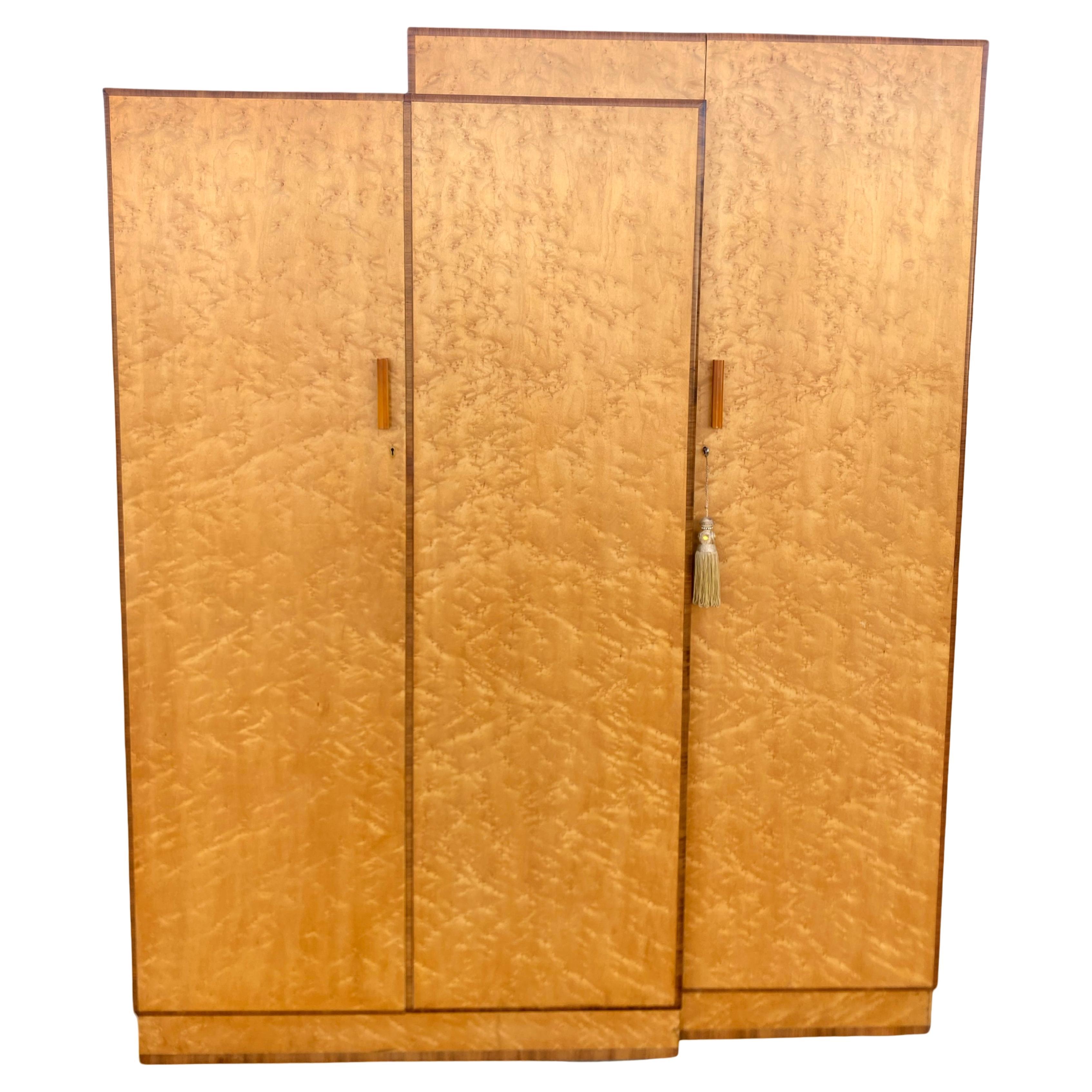 Beautiful Asymetric Art Deco Triple Wardrobe with Royal Provenance For Sale